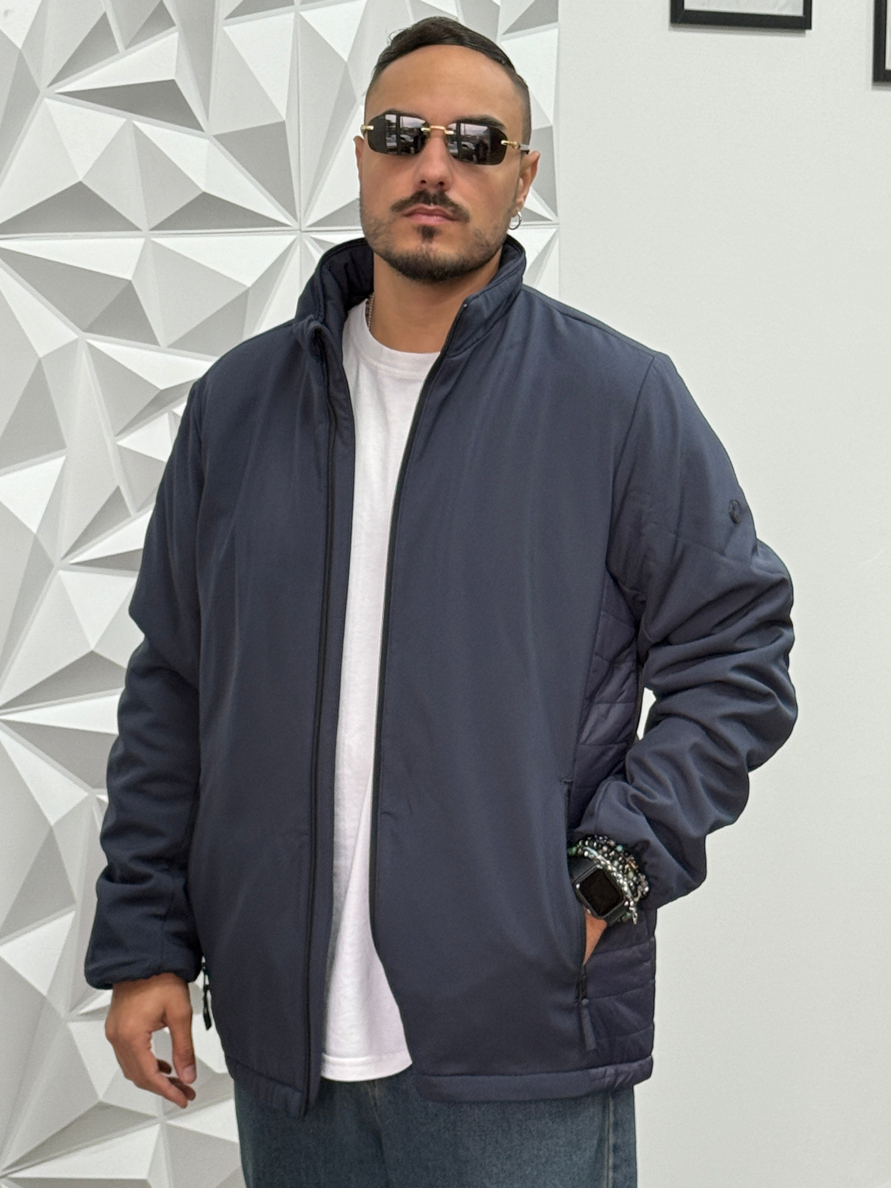 BOMBER HIRO TESSUTO TECNICO BLU ROYAL MEZZOCOLLO