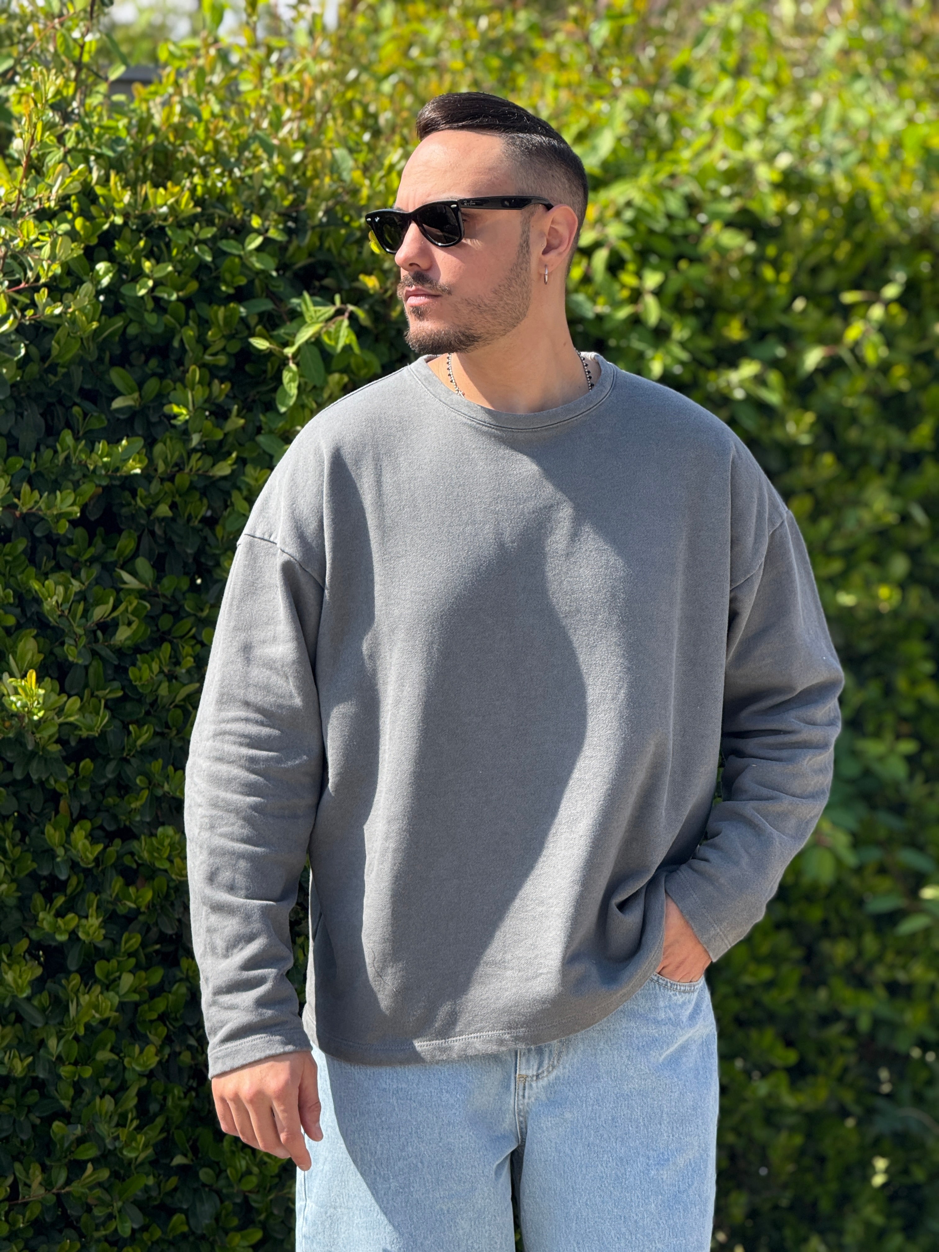 Shirt 300gr over  doppiamanica verde militare  new Job Brand