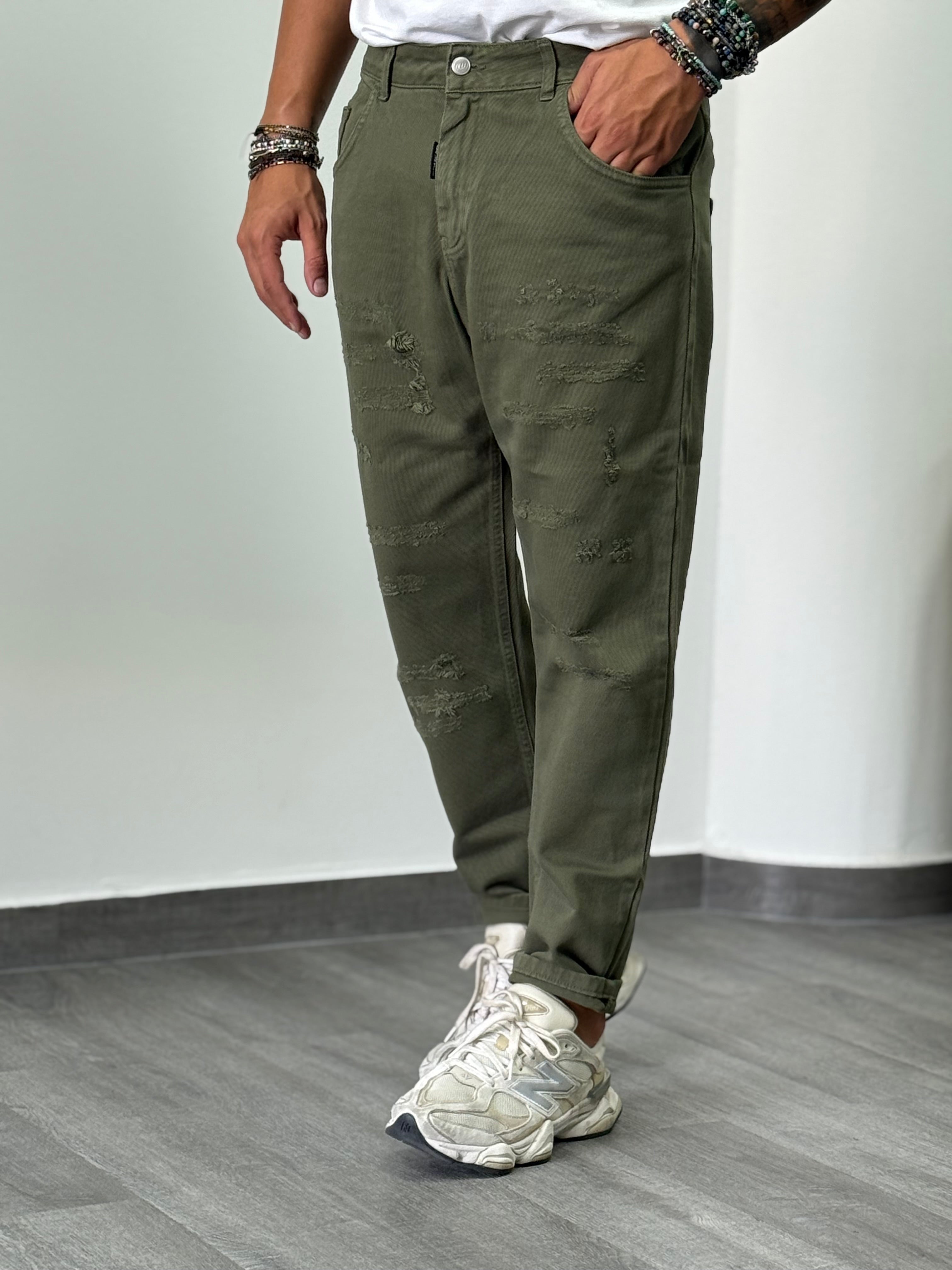 Jeans  Alf 7 verde militare New Job BRAND