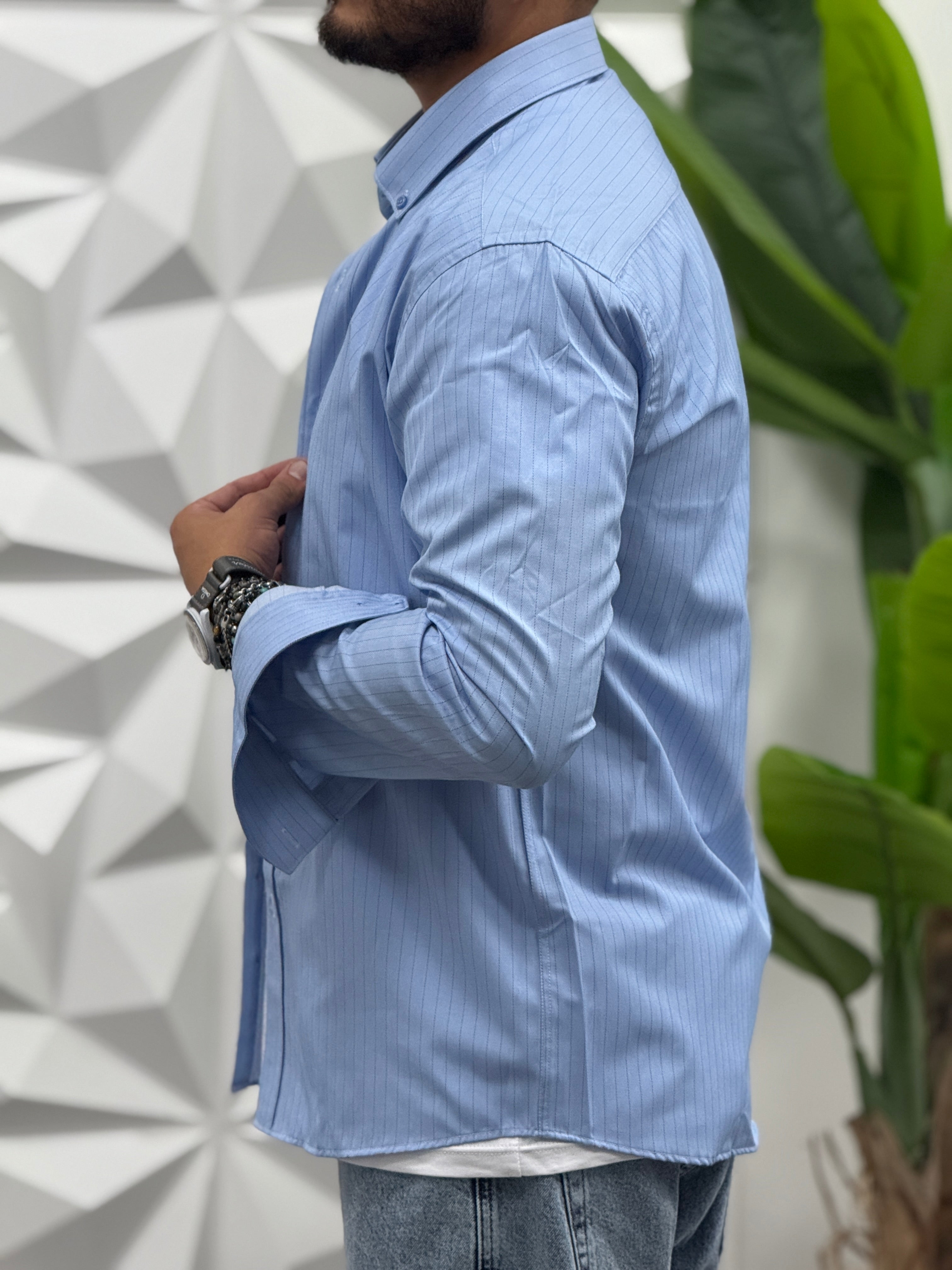 CAMICIA BASE CELESTE 1 RIGA   REVAME