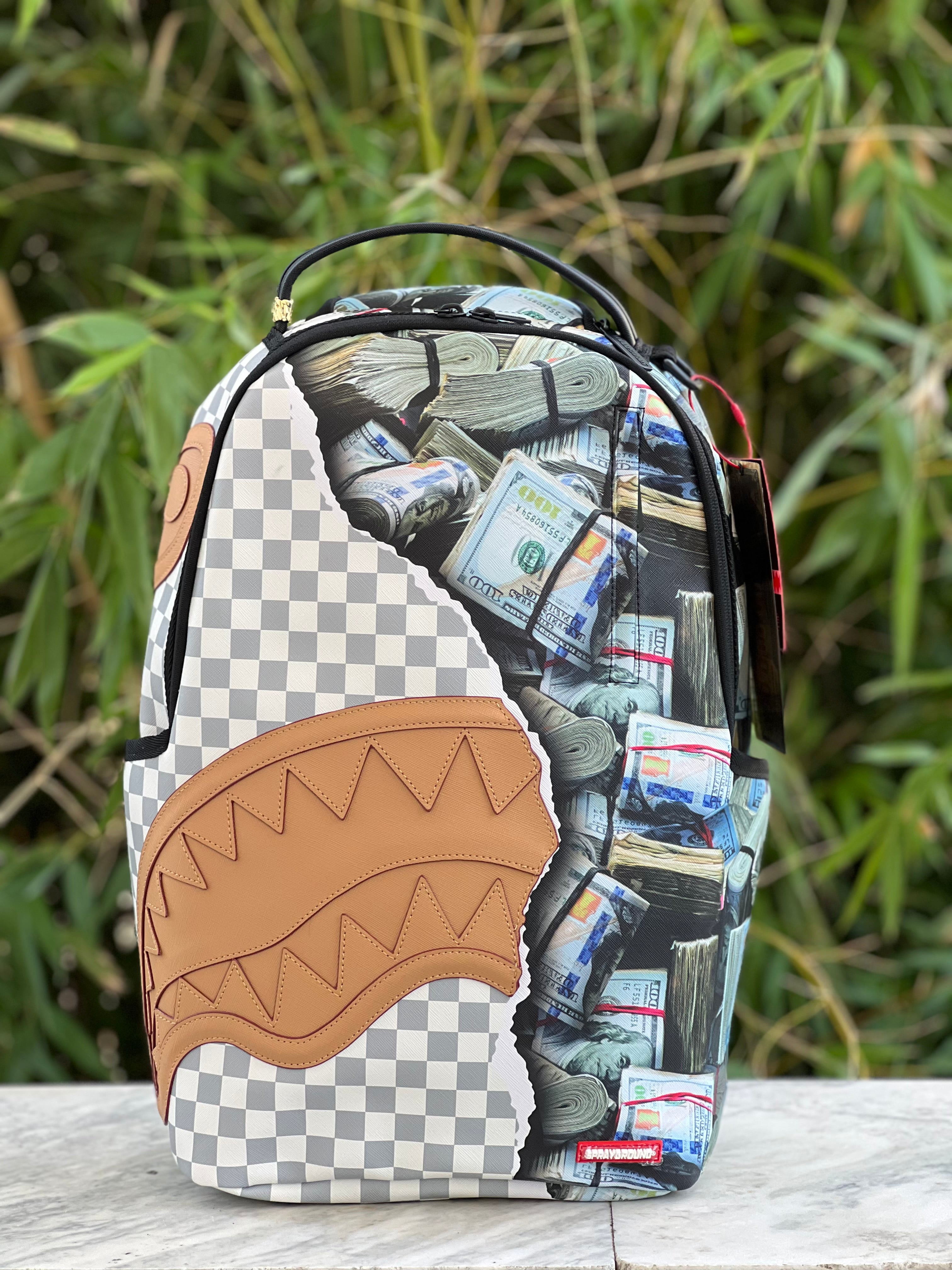 ZAINO SPRAYGROUND CREAM CHECK FULL OF CASH
