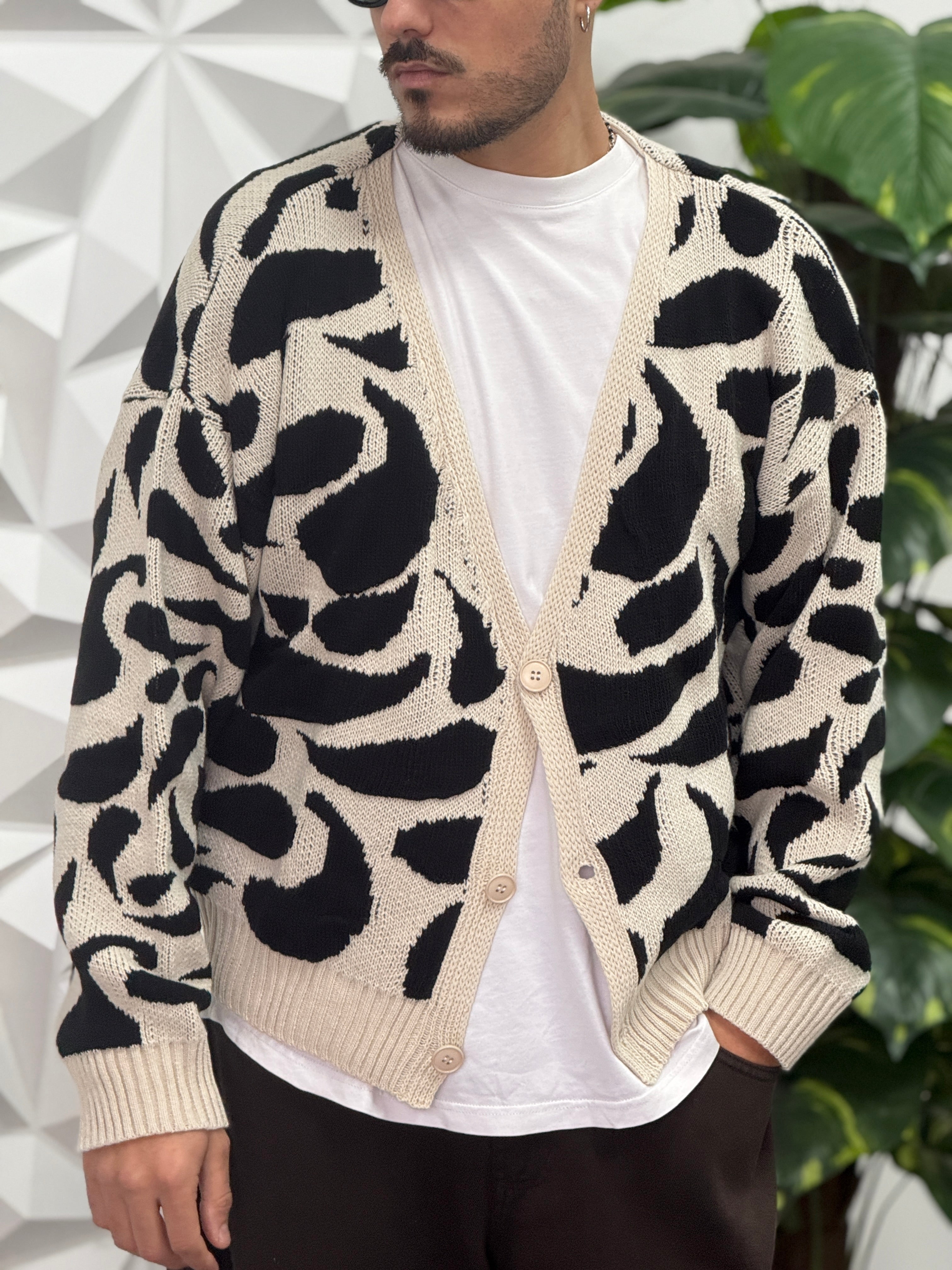 CARDIGAN MACULATO CROPPED REVAME