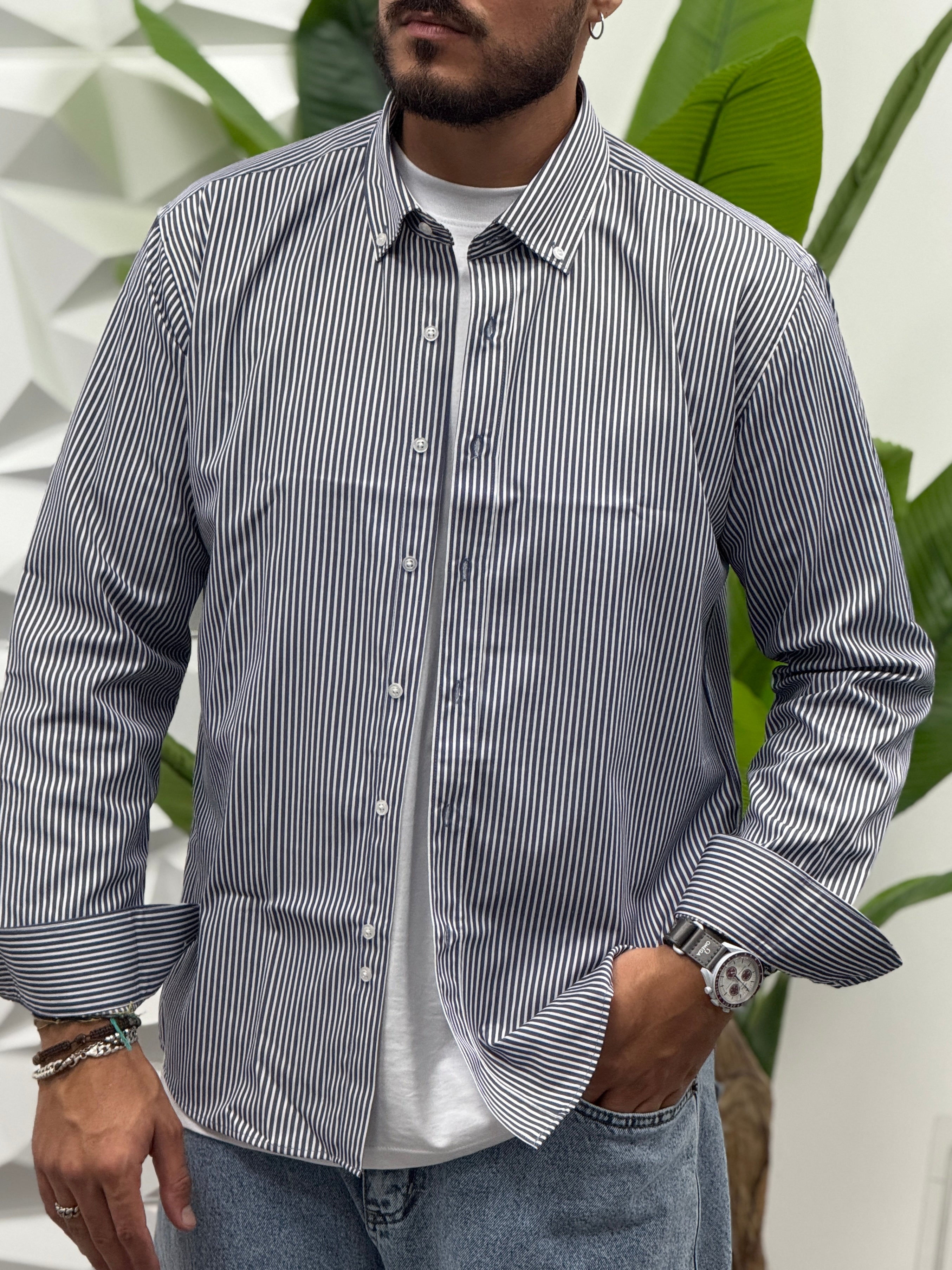 CAMICIA RIGATA BLU  REVAME
