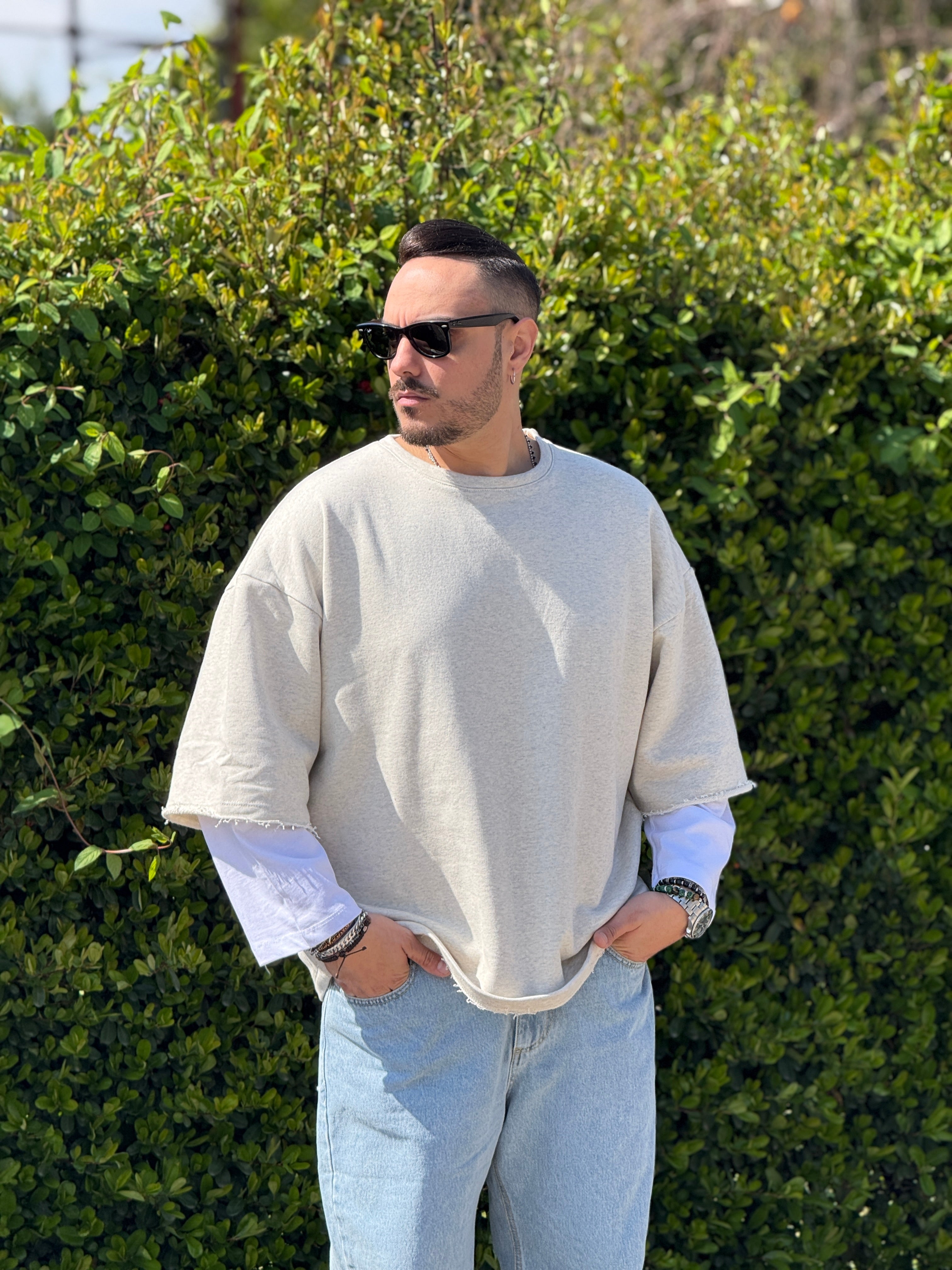 Shirt 300gr over  doppiamanica beige  new Job Brand