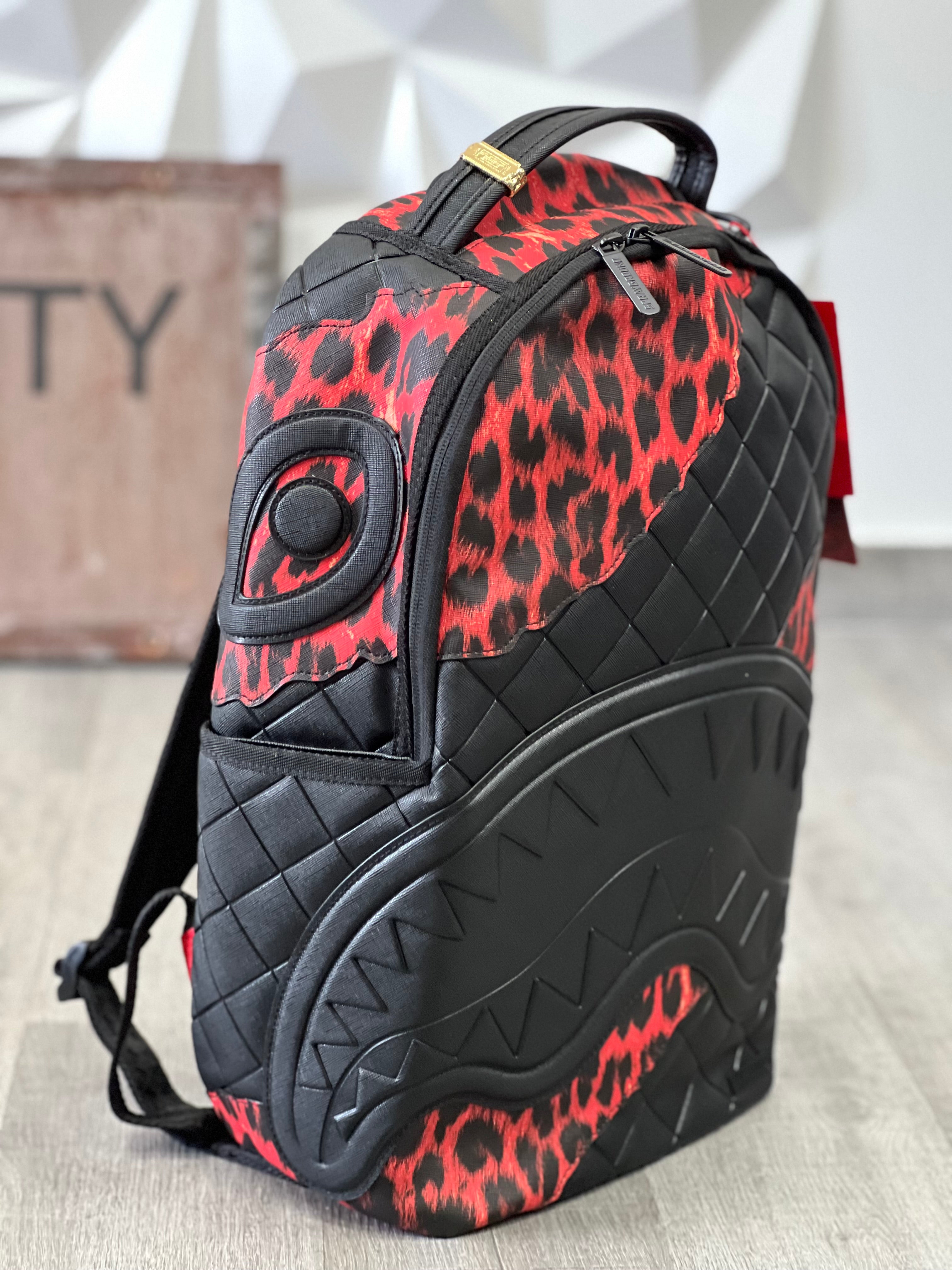 SPRAYGROUND ZAINO NERO RED LEOPARD PUFFER  910B7629NSZ