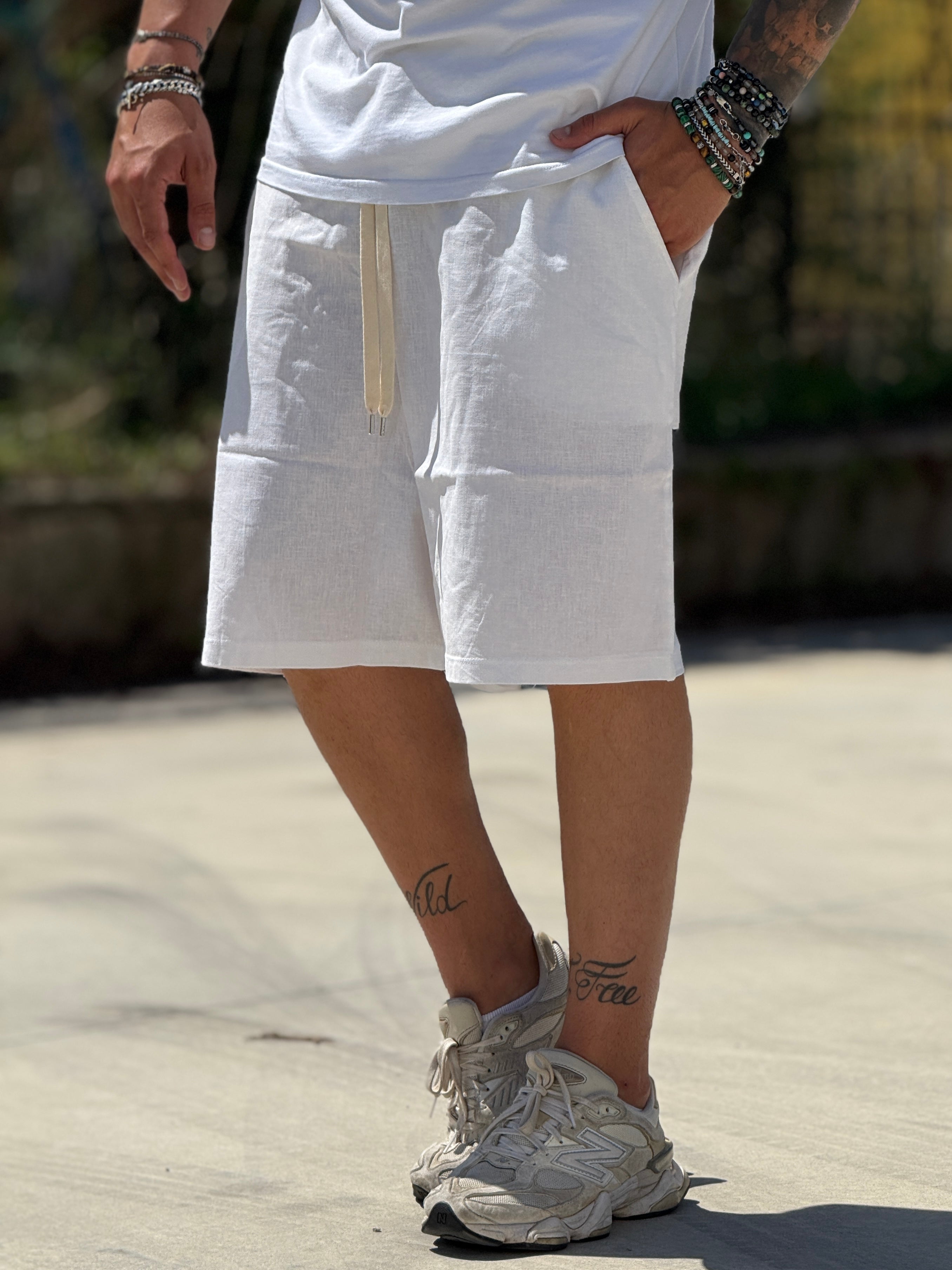 BERMUDA IN LINO BIANCO NEW JOB BRAND