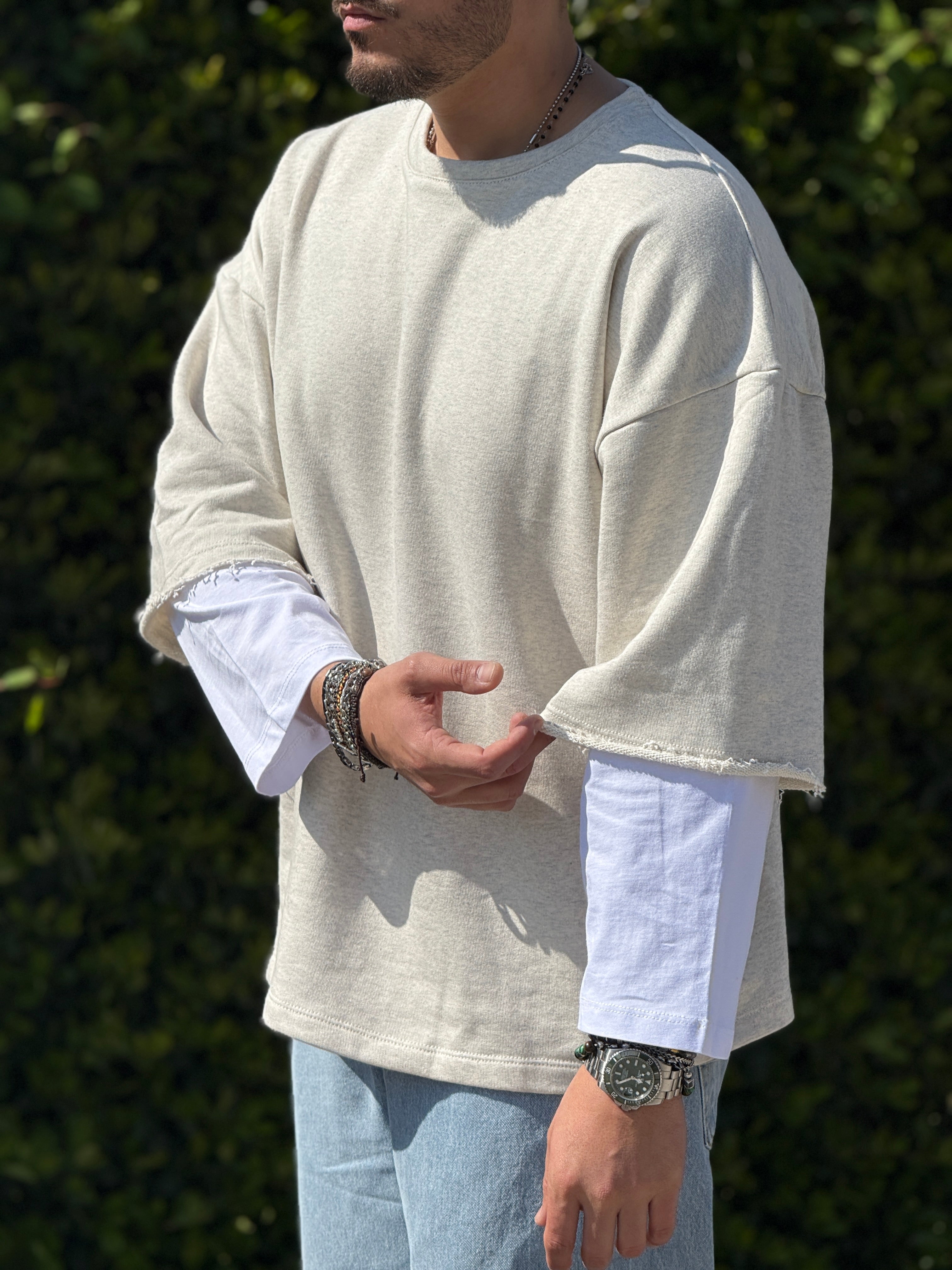 Shirt 300gr over  doppiamanica beige  new Job Brand