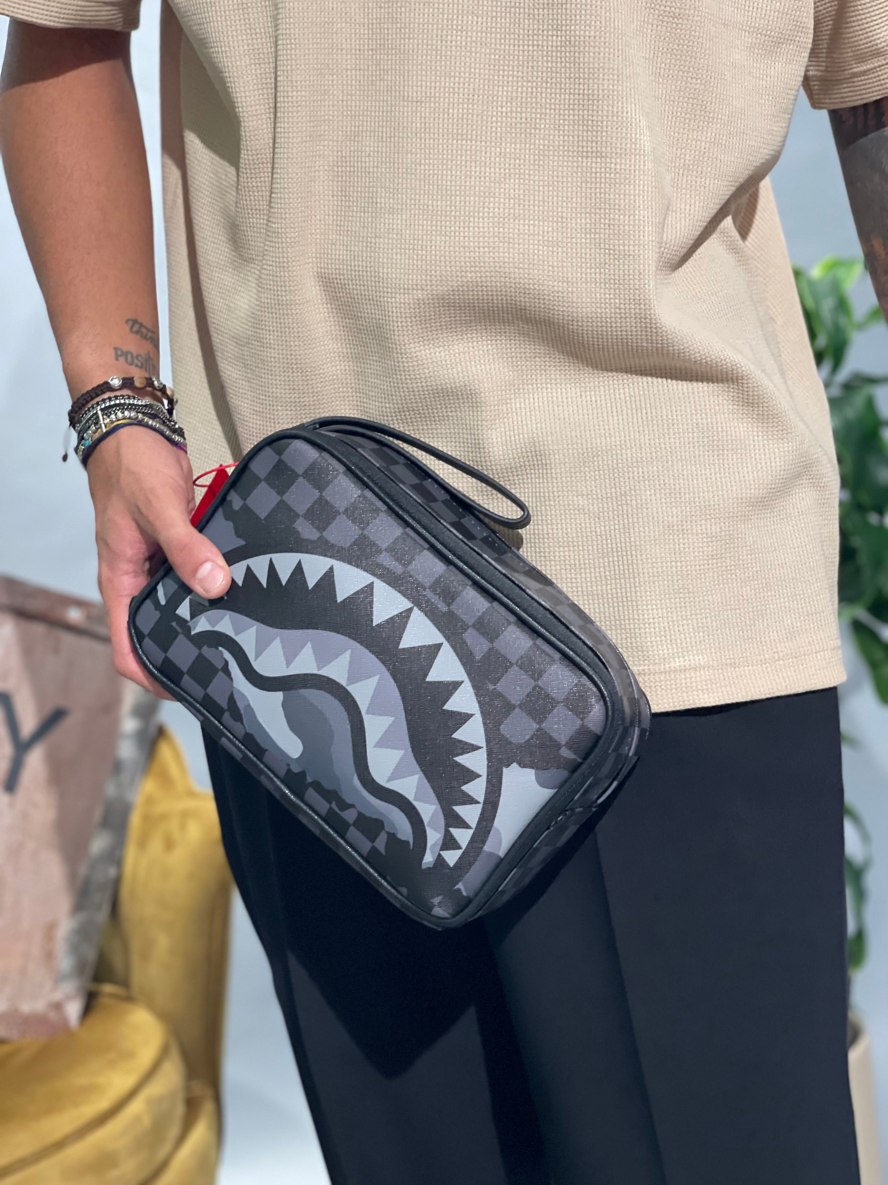 POCHETTE DOPPIA SPRAYGROUND MILITARY GRAY