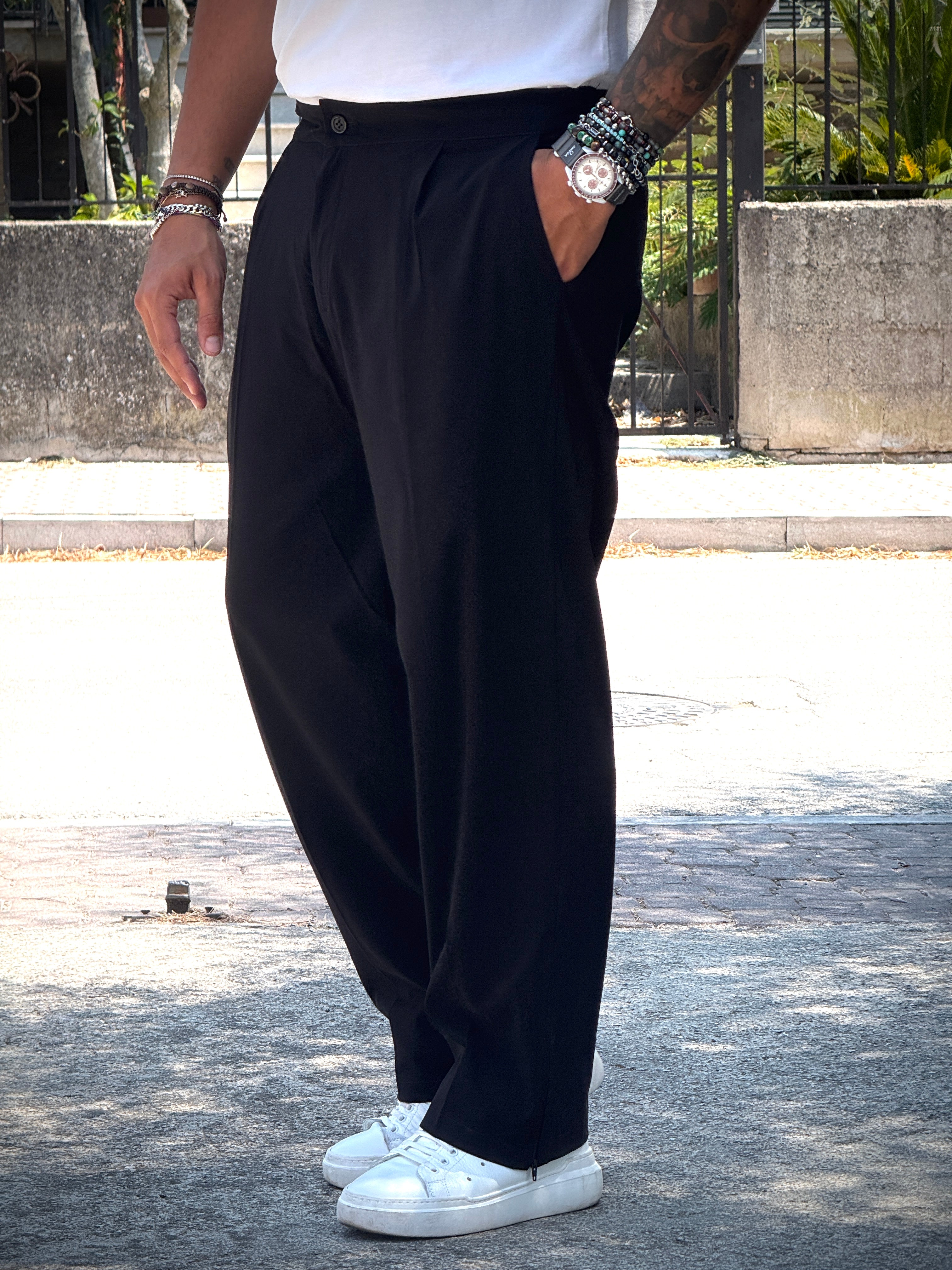 PANTALACCIO FOLD ZIP NERO NEW JOB BRAND