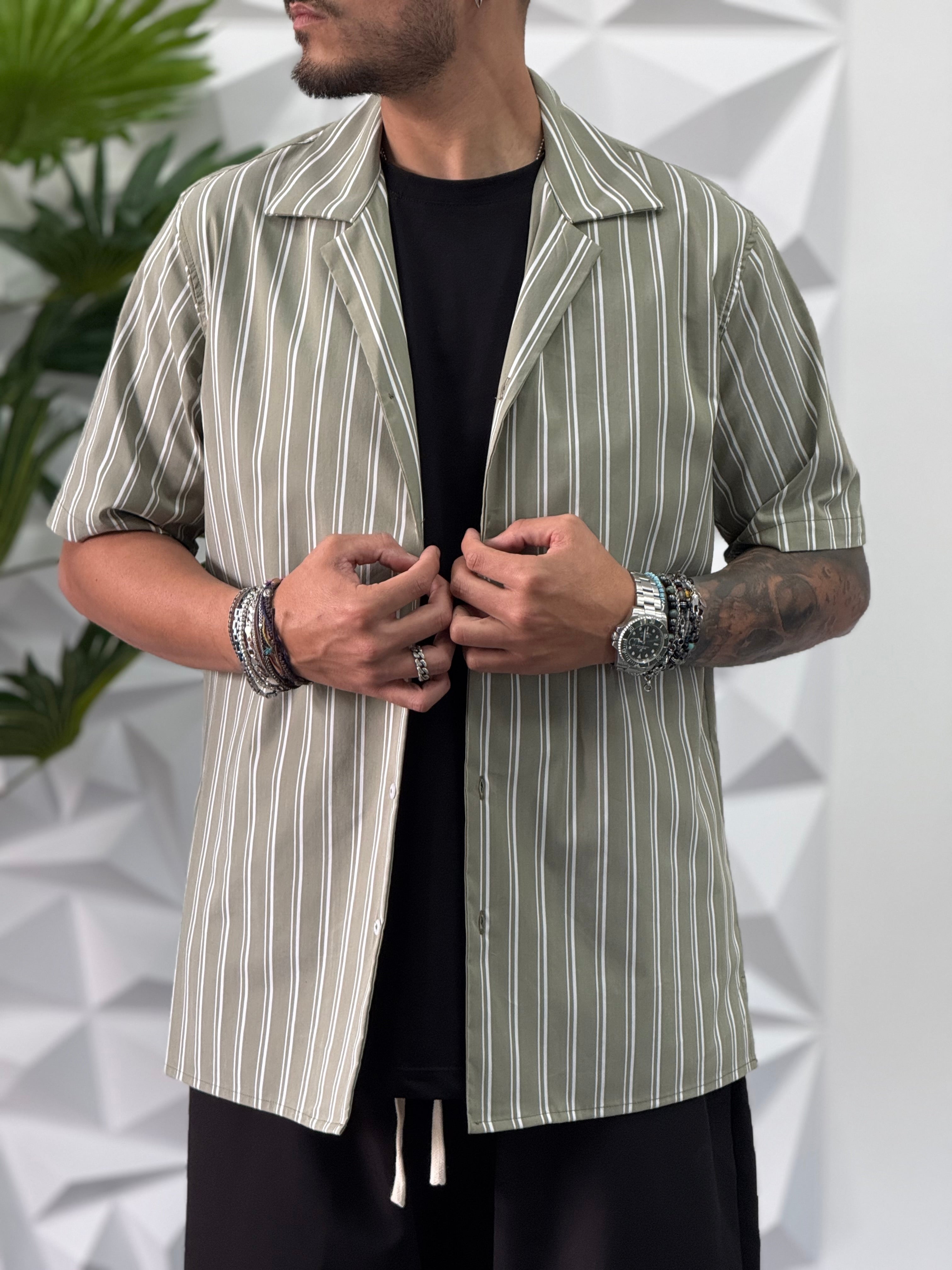 CAMICIA VERDE RIGATA NJB