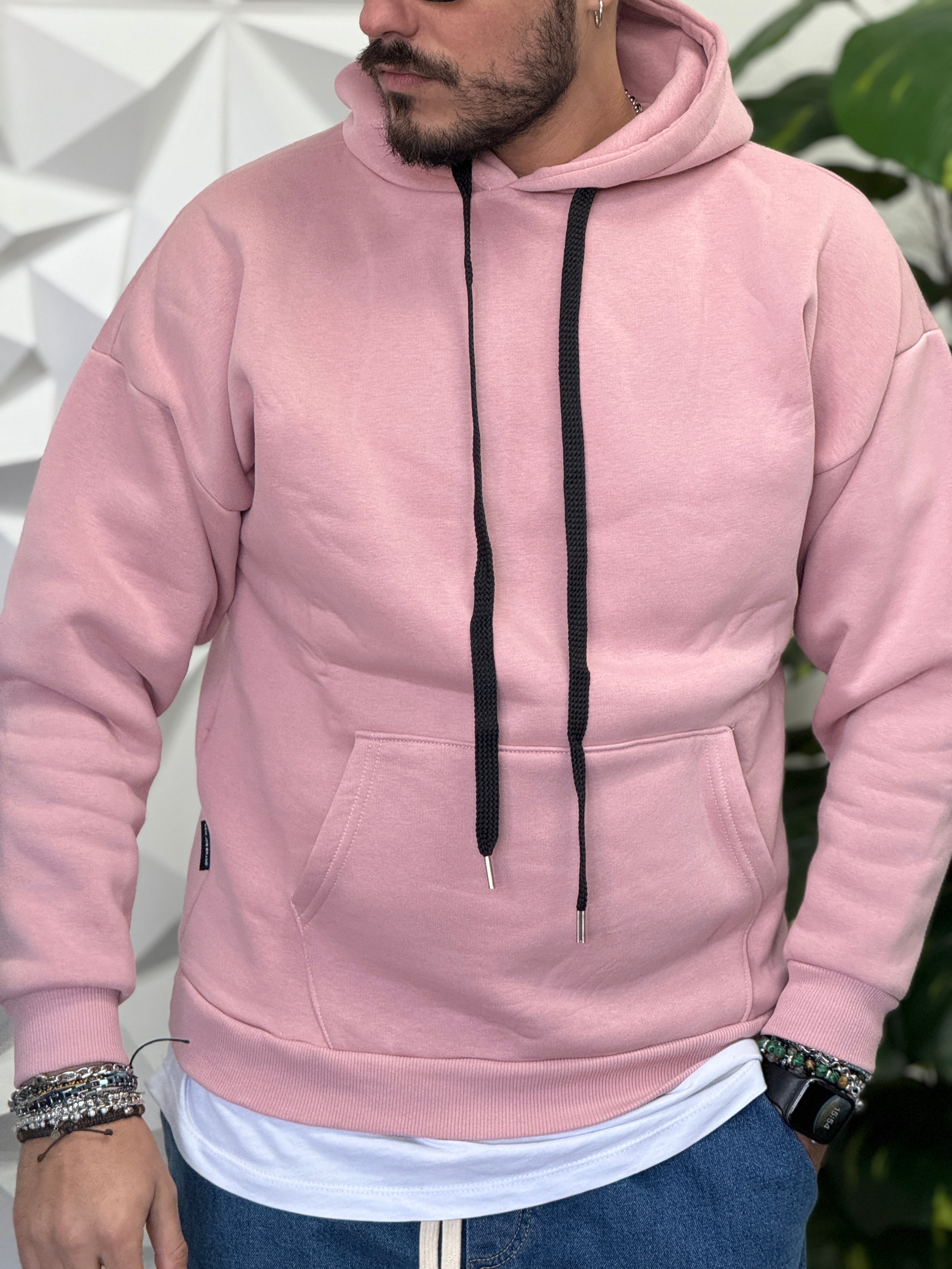 FELPA PALMA OVER CAPPUCCIO ROSA  NEW JOB BRAND