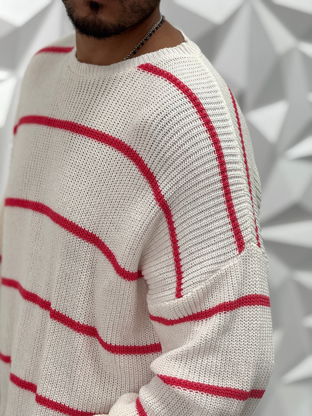 PULLOVER  OVERSIZE BIANCO RIGA ROSA NEW JOB BRAND