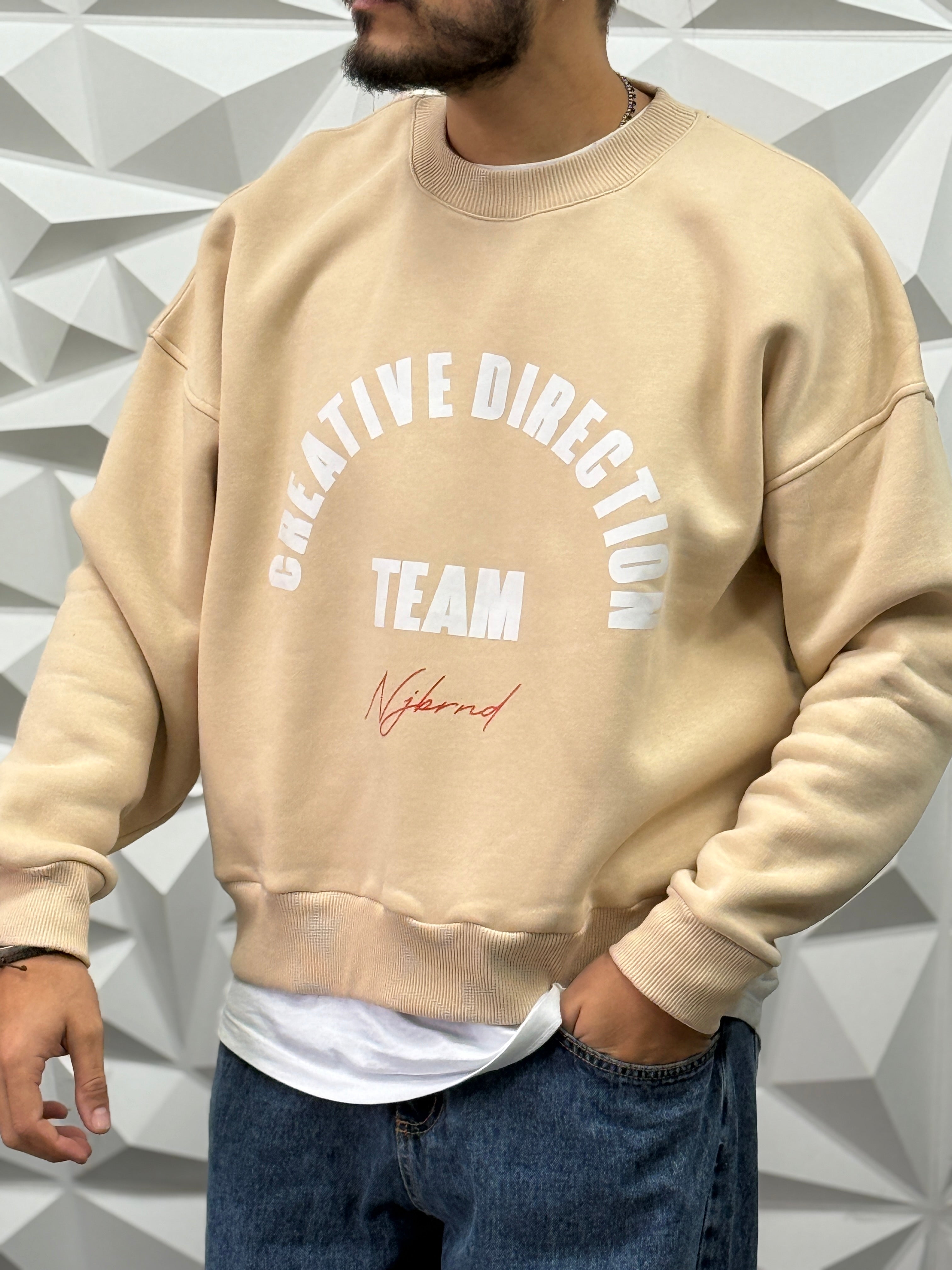 FELPA OVER TEAM BEIGE NEW JOB BRAND