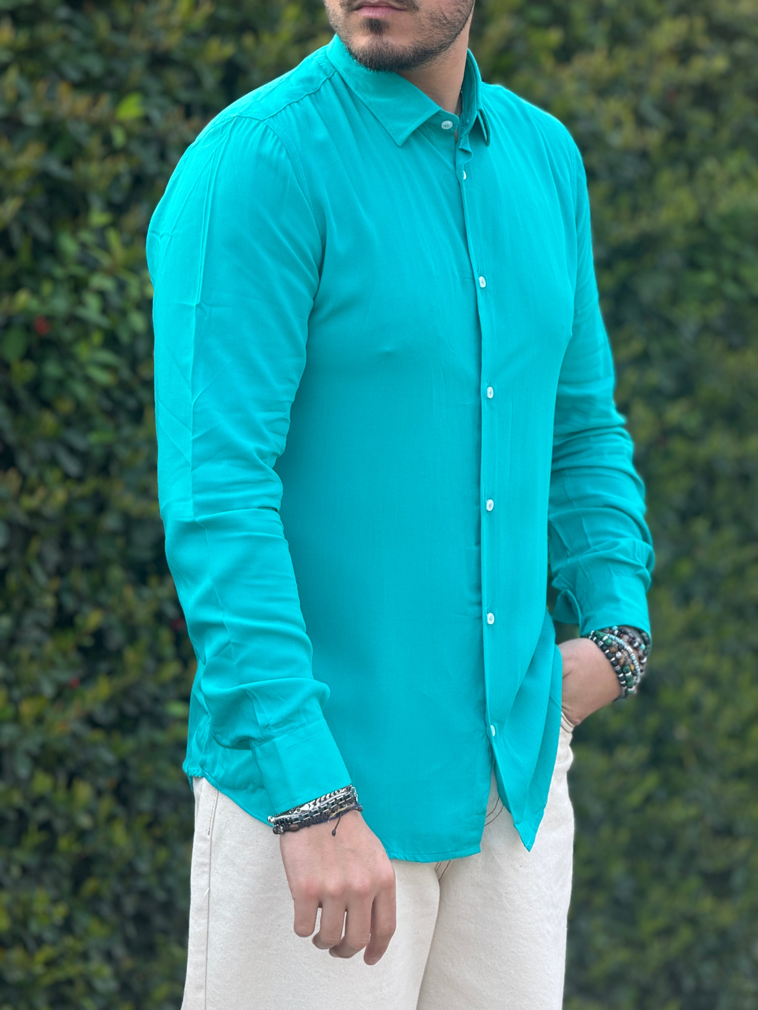 CAMICIA VISCOSA  VERDE ACQUA  NEW JOB BRAND