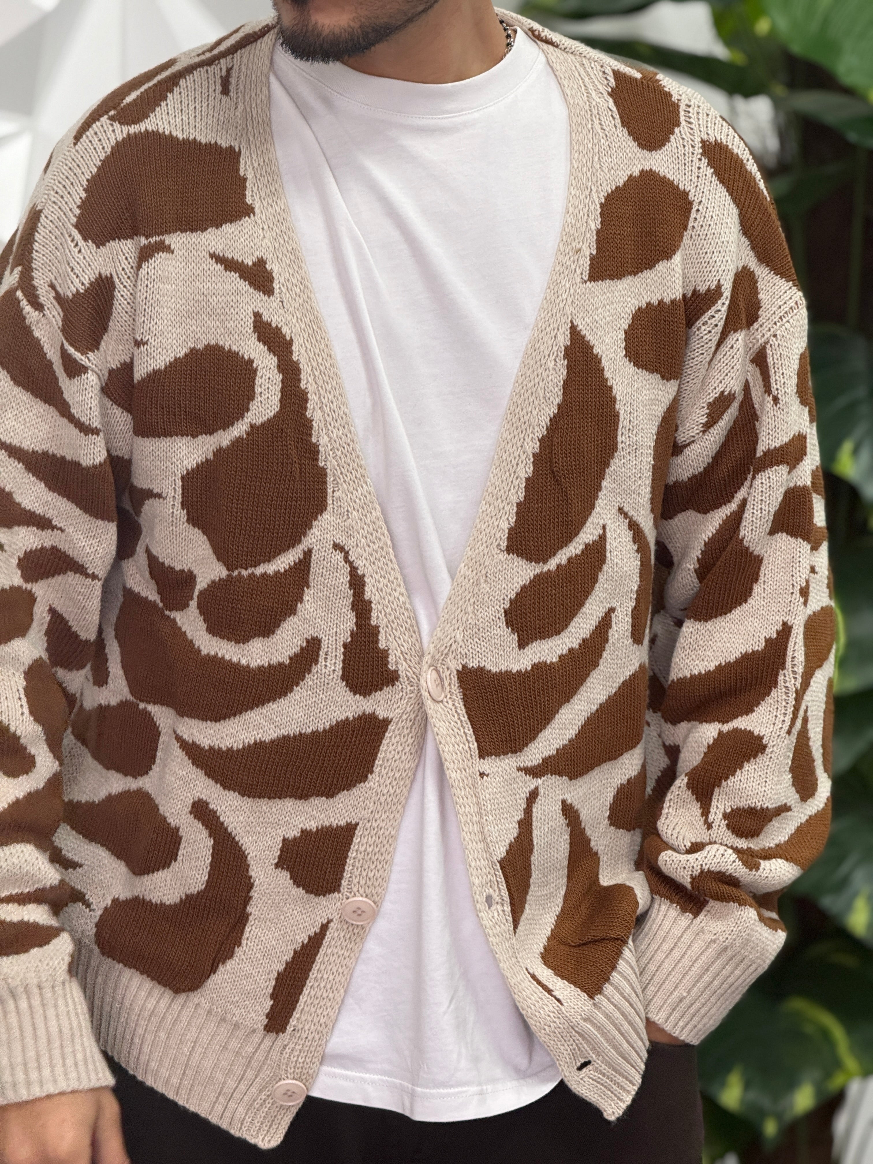 CARDIGAN MACULATO MORO CROPPED REVAME