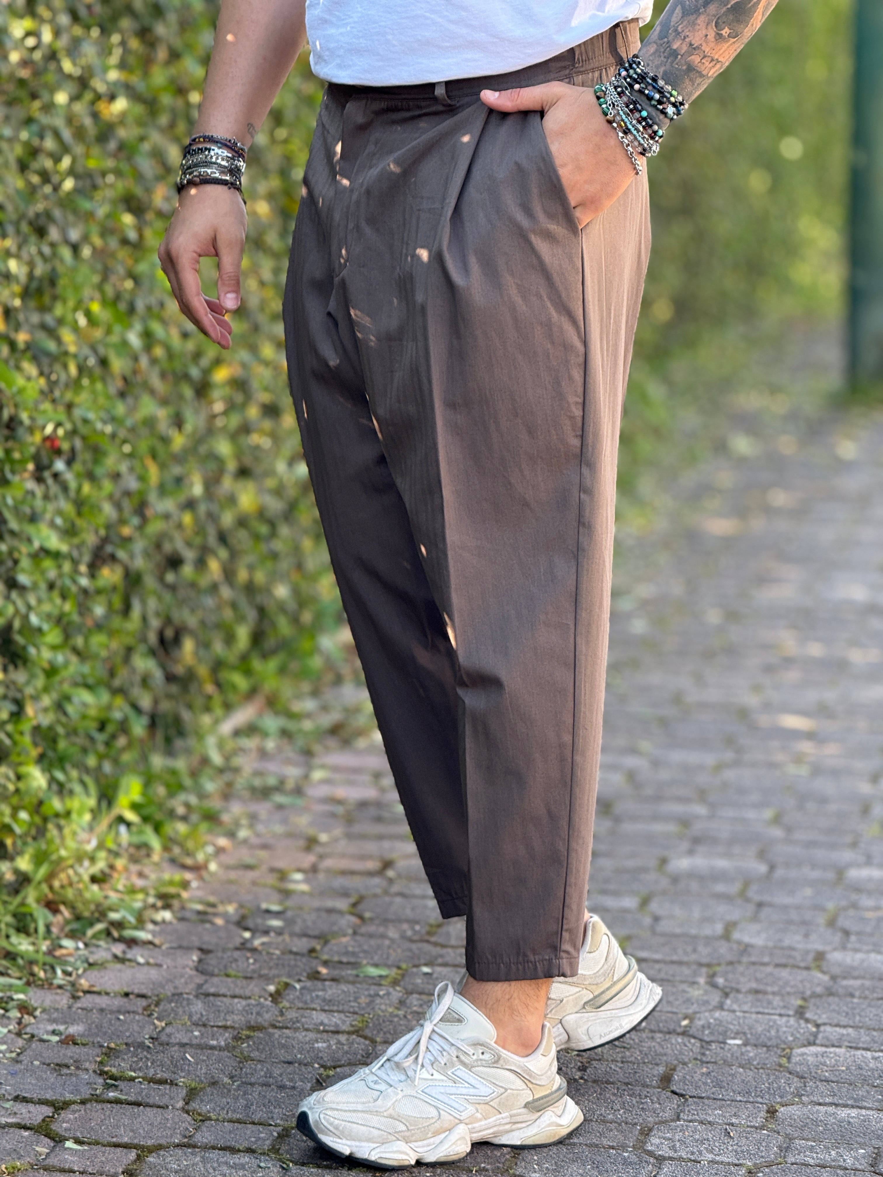 PANTALONE MONTECARLO FW26 FANGO GESSATO    NEW JOB BRAND