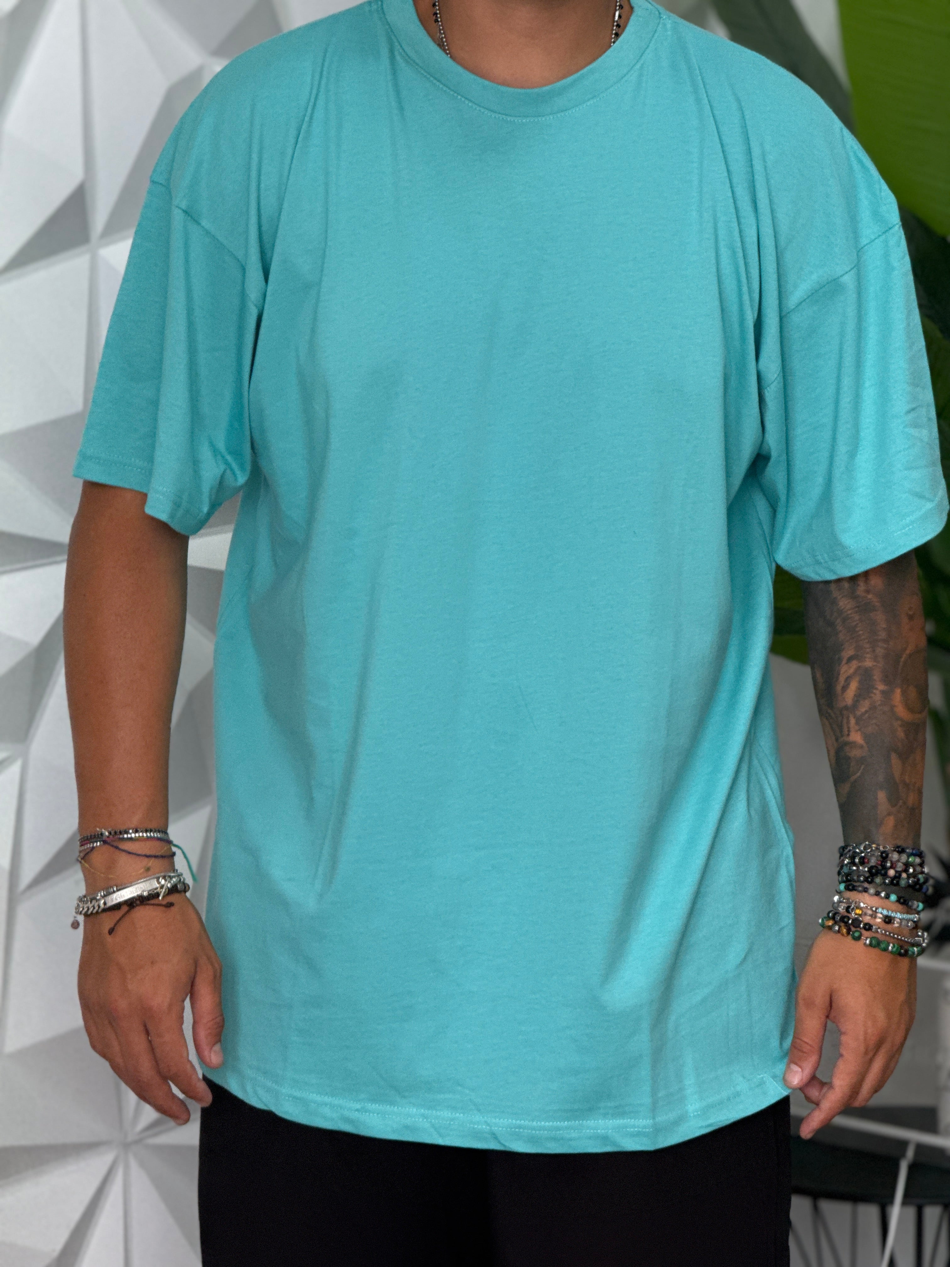 T-SHIRT TS189OV VERDE ACQUA    NEW JOB BRAND