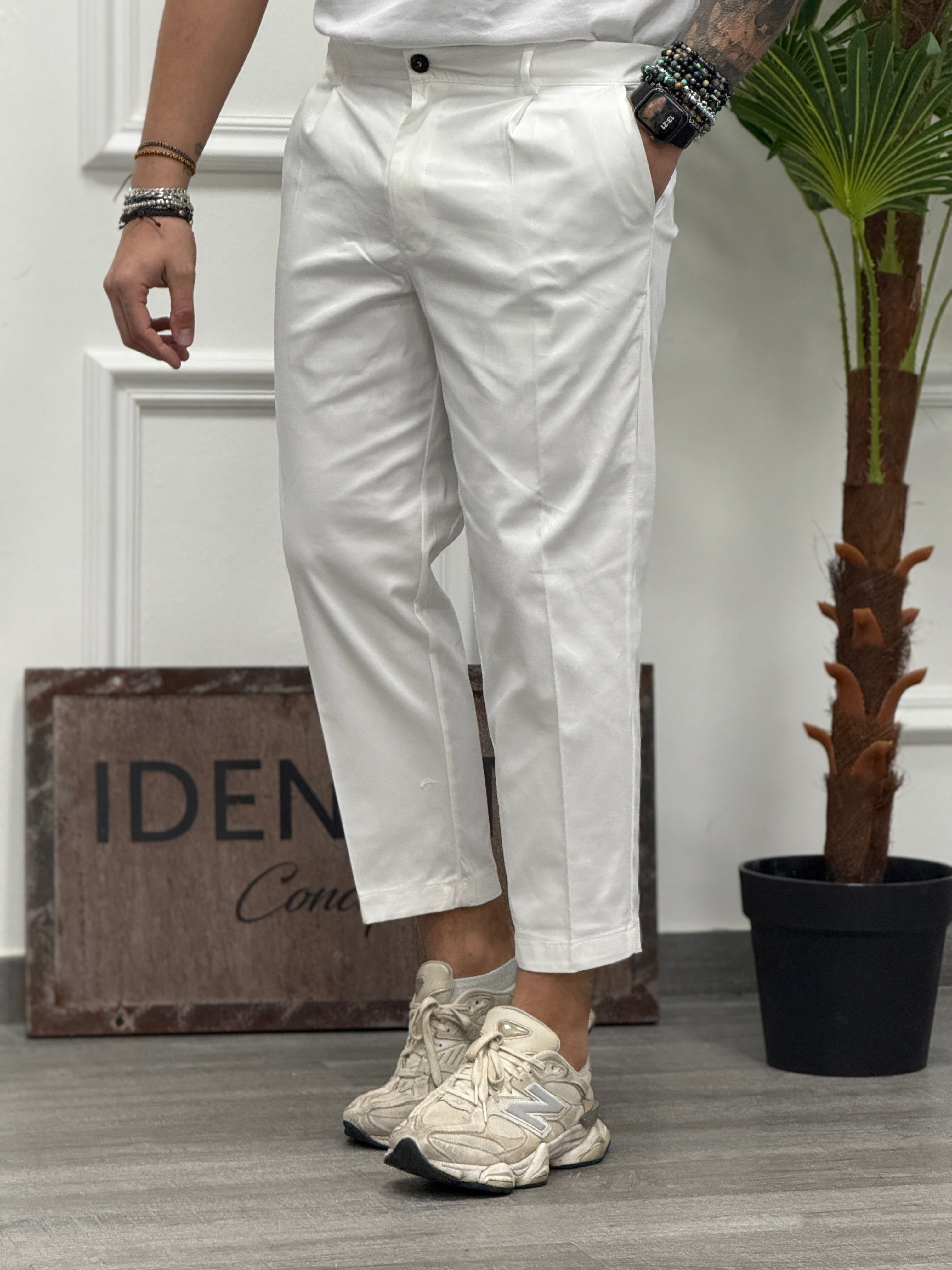 PANTALONE PIGA BIANCO GABARDINA NEW JOB BRAND