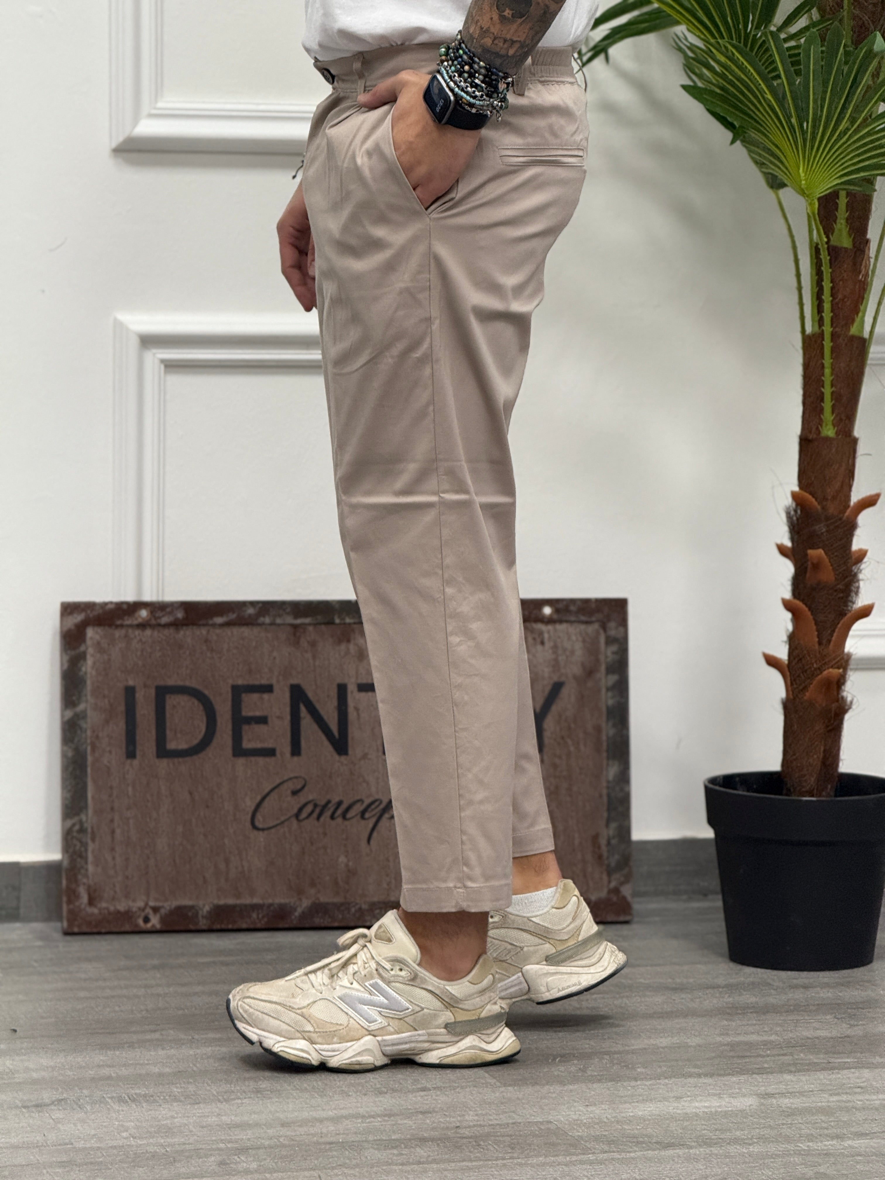 PANTALONE PIGA BEIGE GABARDINA NEW JOB BRAND