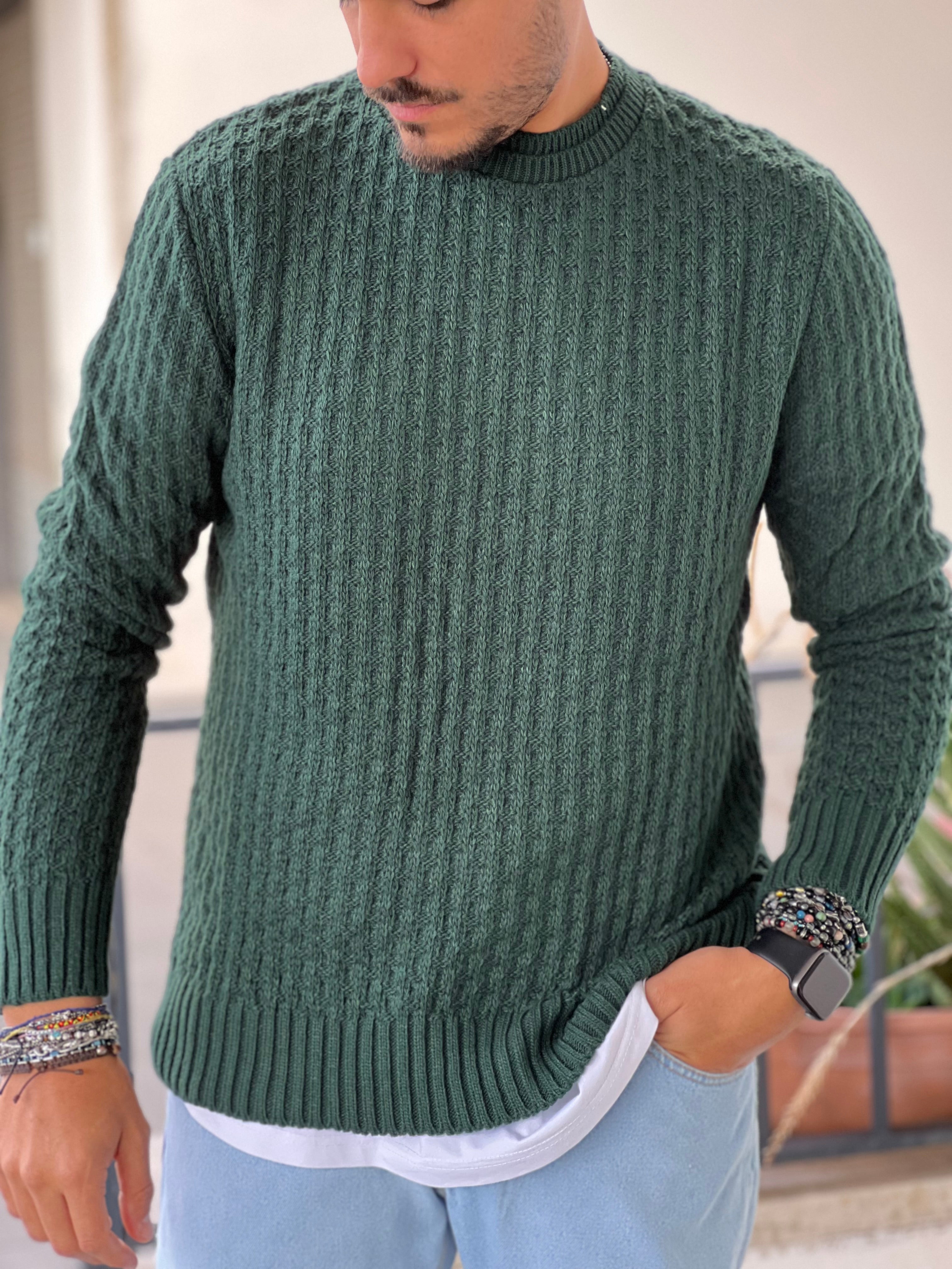PULLOVER RICAMATO VERDE   NEW JOB BRAND BRAND