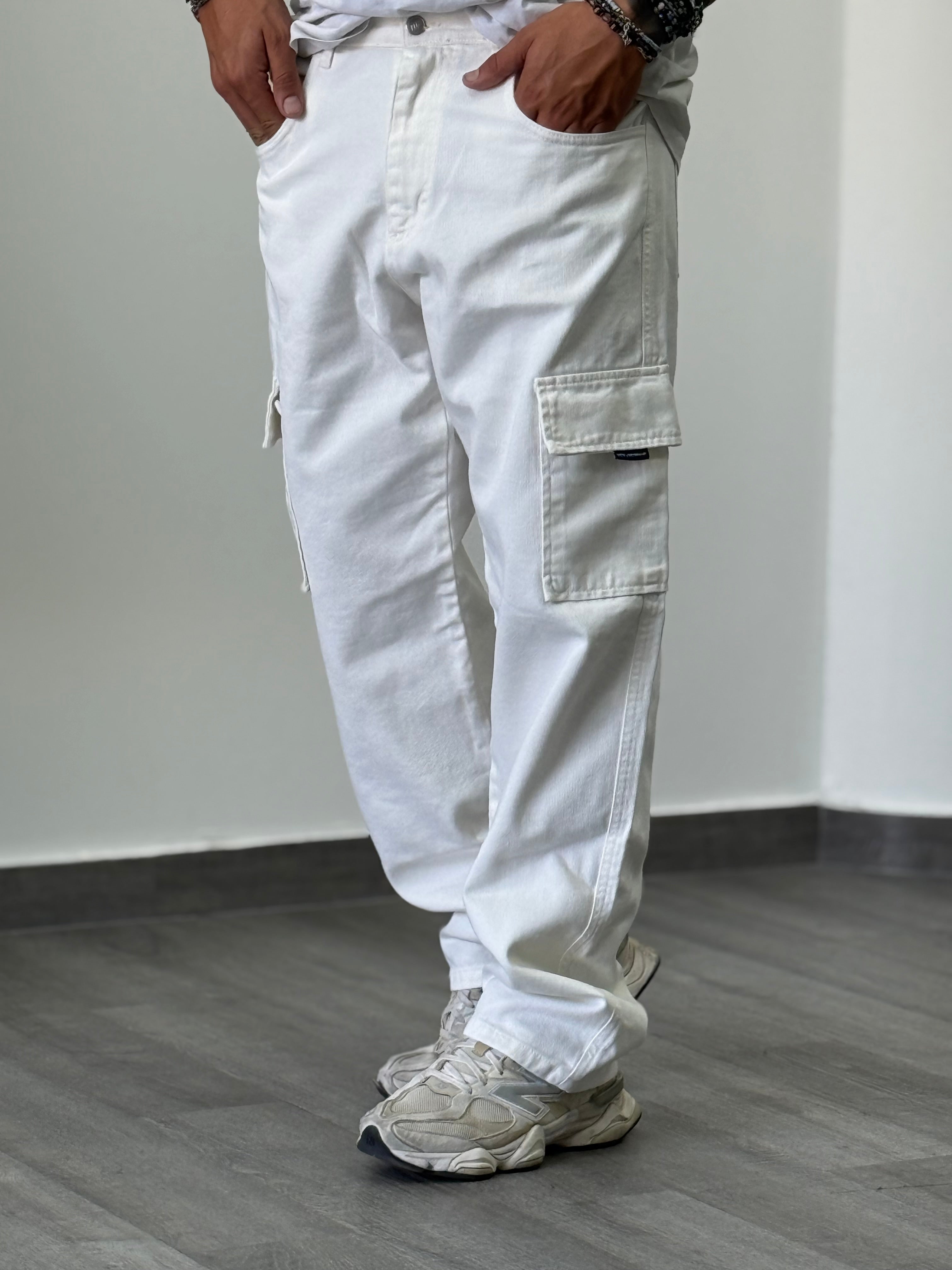 Jeans canoa cargo bianco new job brand