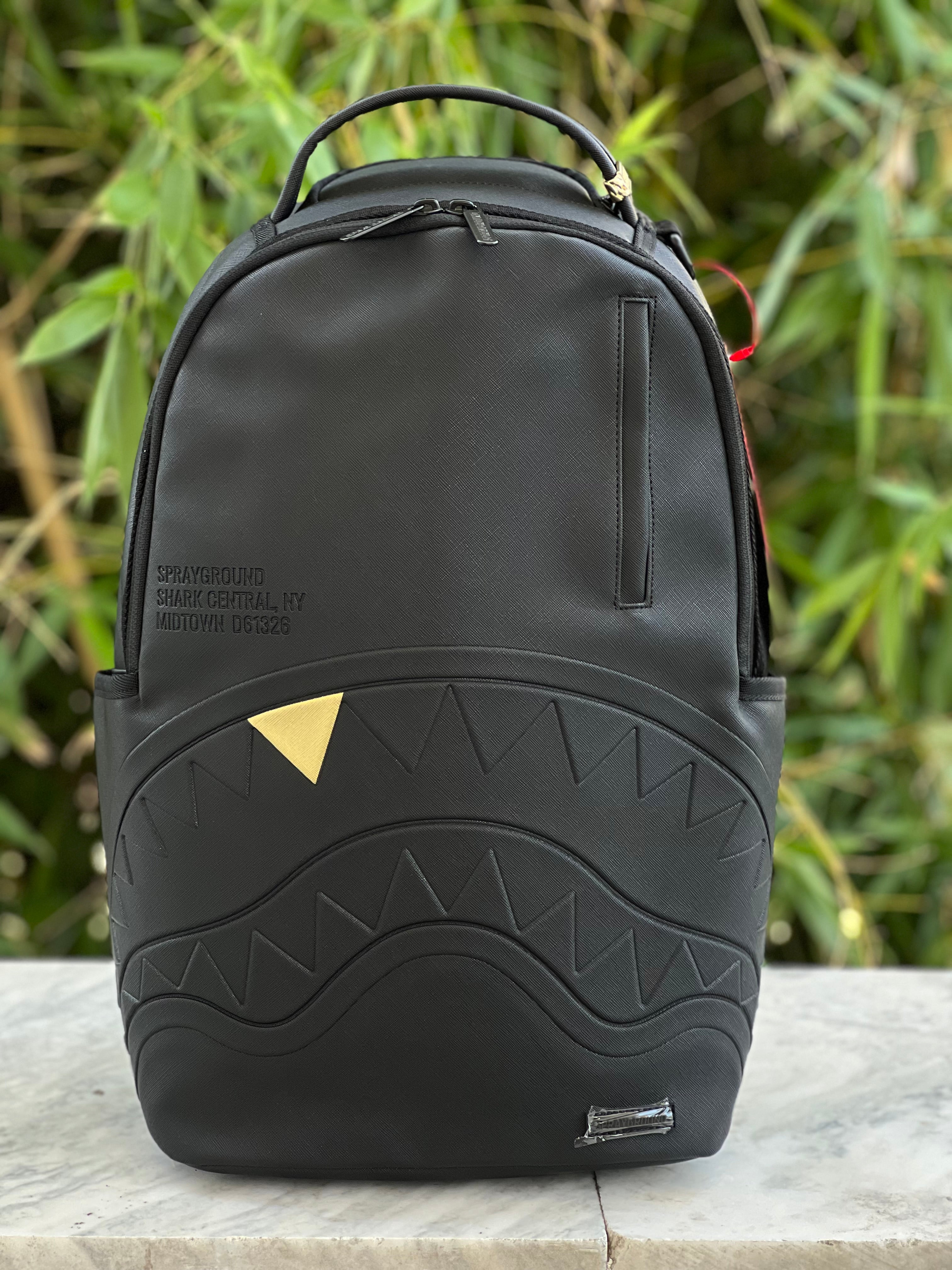 ZAINO SPRAYGROUND  BLACKED OUT EMBOSSED GOLD TOOTH BACKPACK
