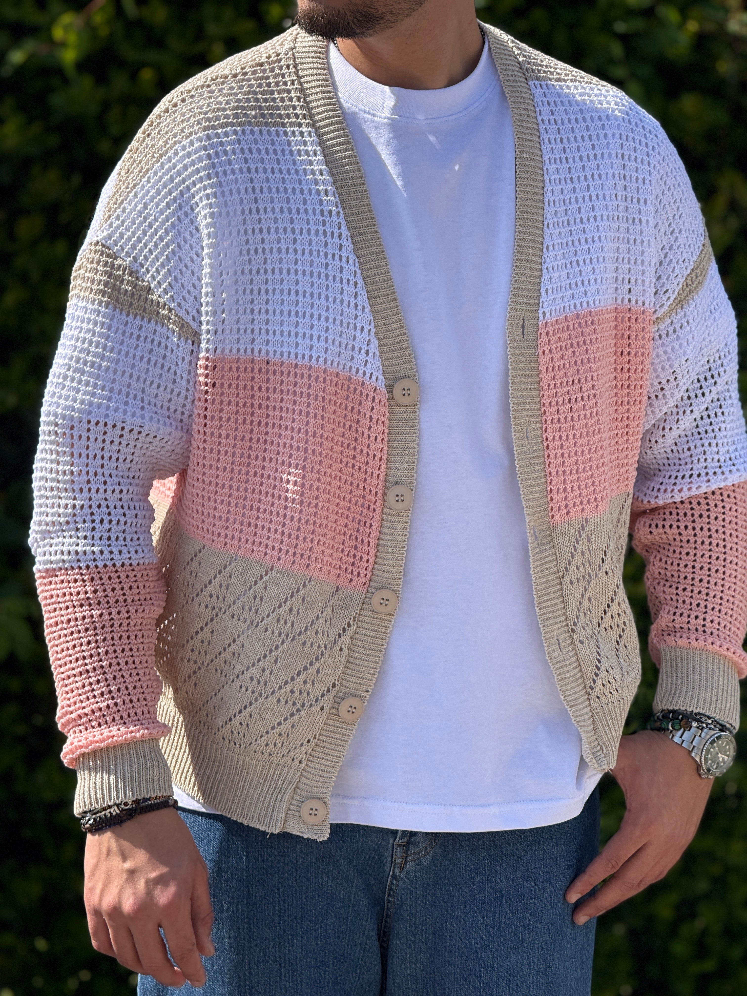 Cardigan fasciato  over New Job Brand