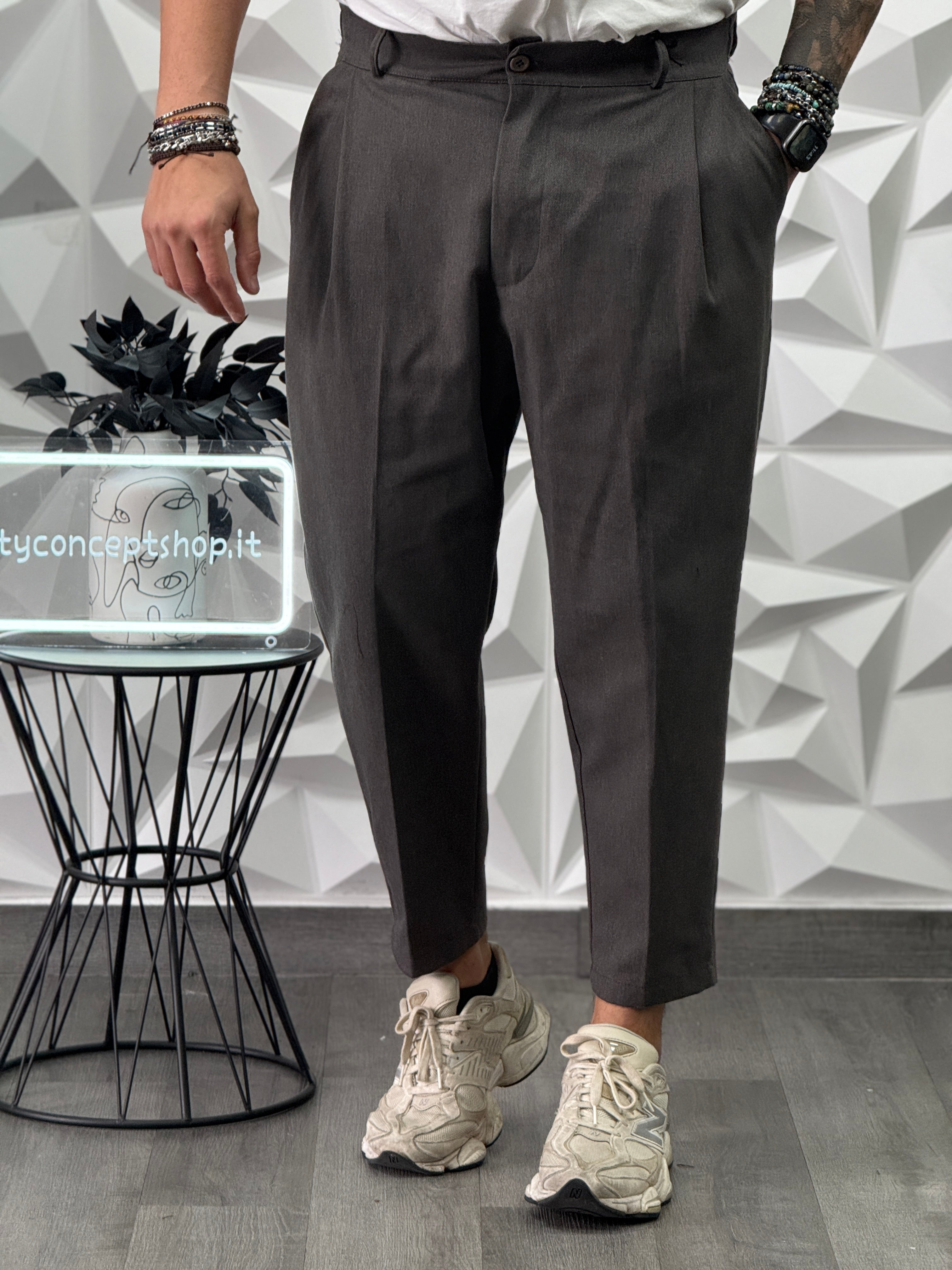 PANTALONE MONTECARLO FW26 GRIGIO MICROFANTASIA  NEW JOB BRAND