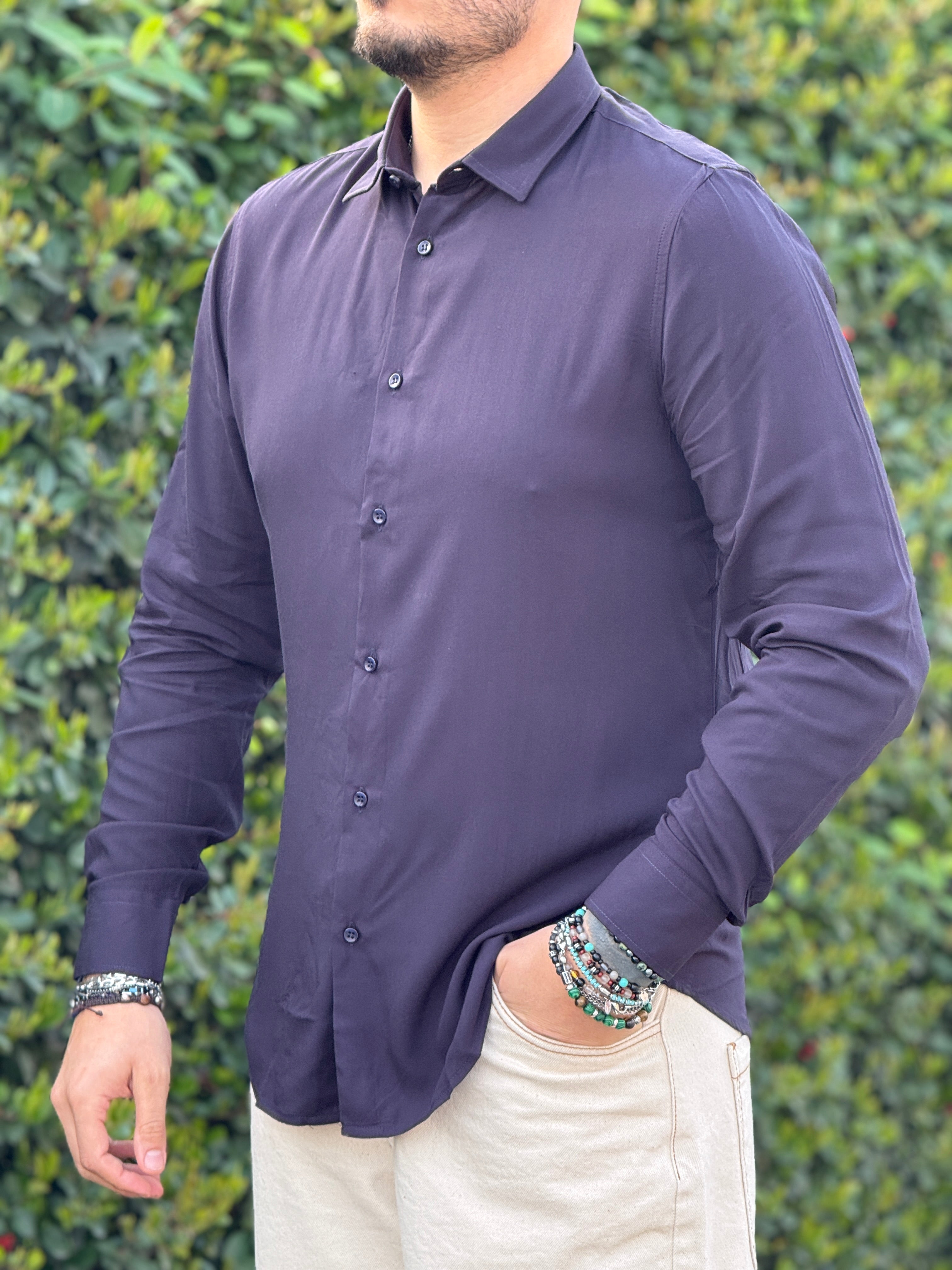 CAMICIA VISCOSA  BLU SCURO NEW JOB BRAND