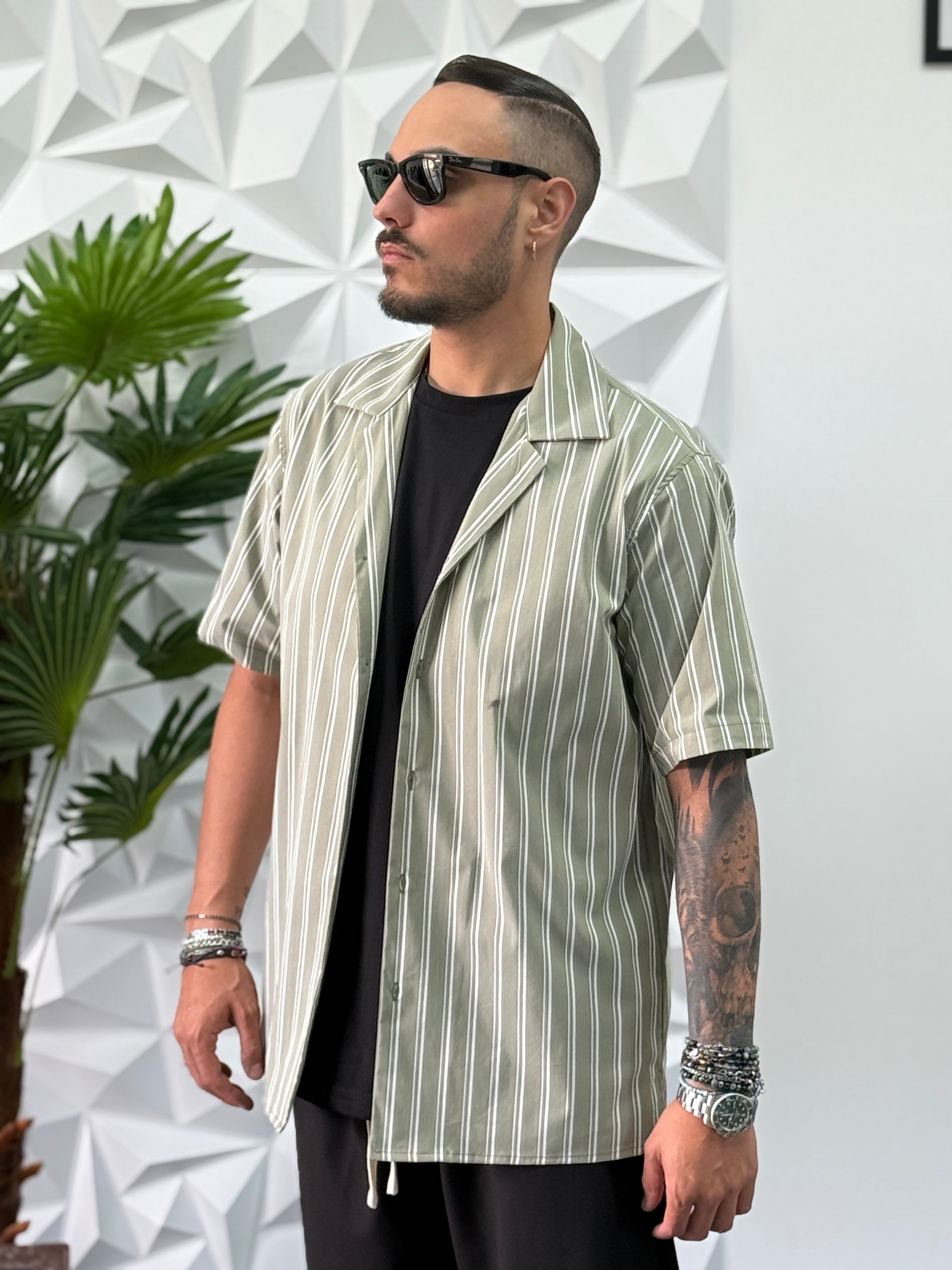 CAMICIA VERDE RIGATA NJB