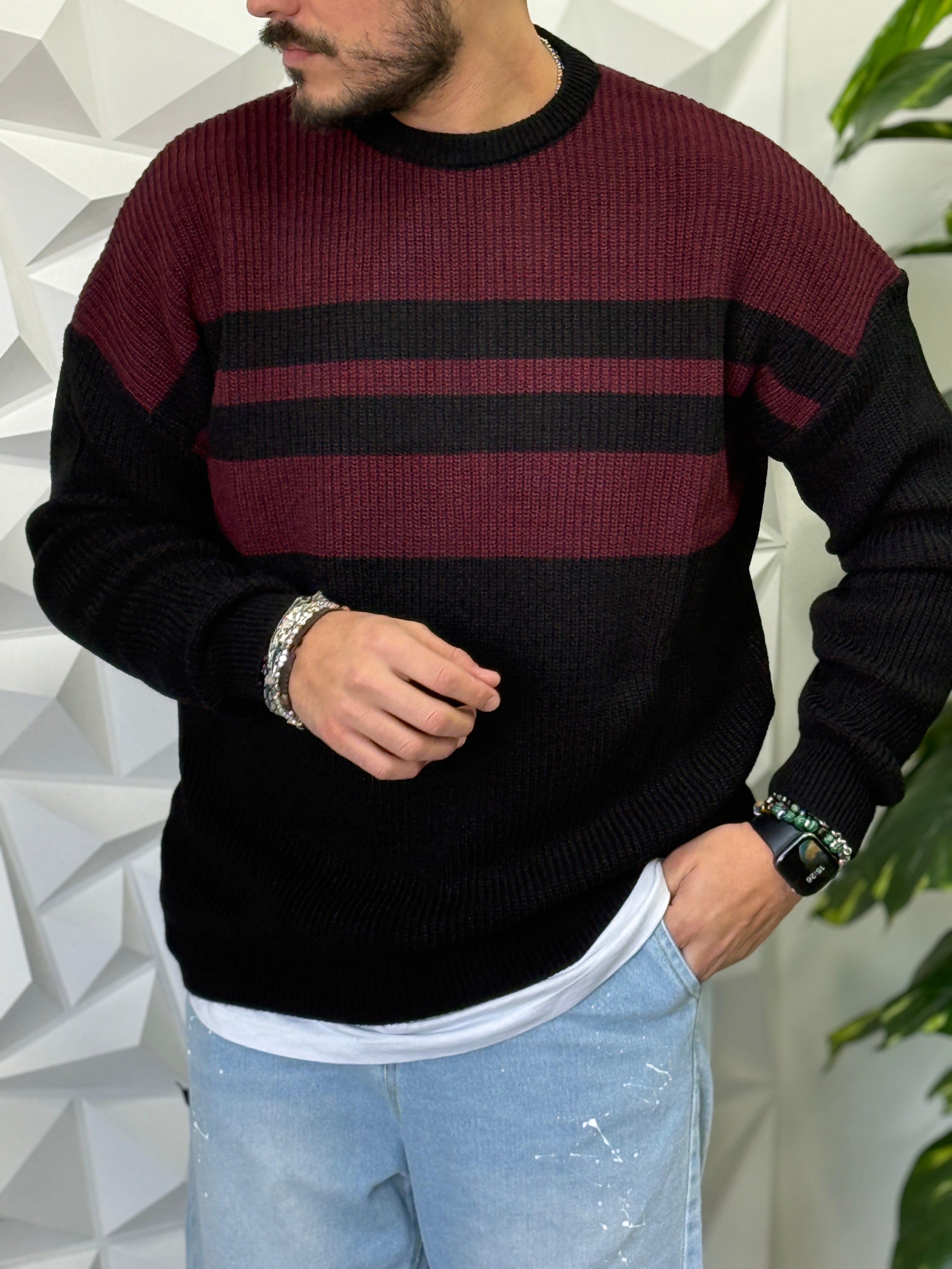 PULLOVER  OVERSIZE FASCIA BORDEAUX  NEW JOB BRAND