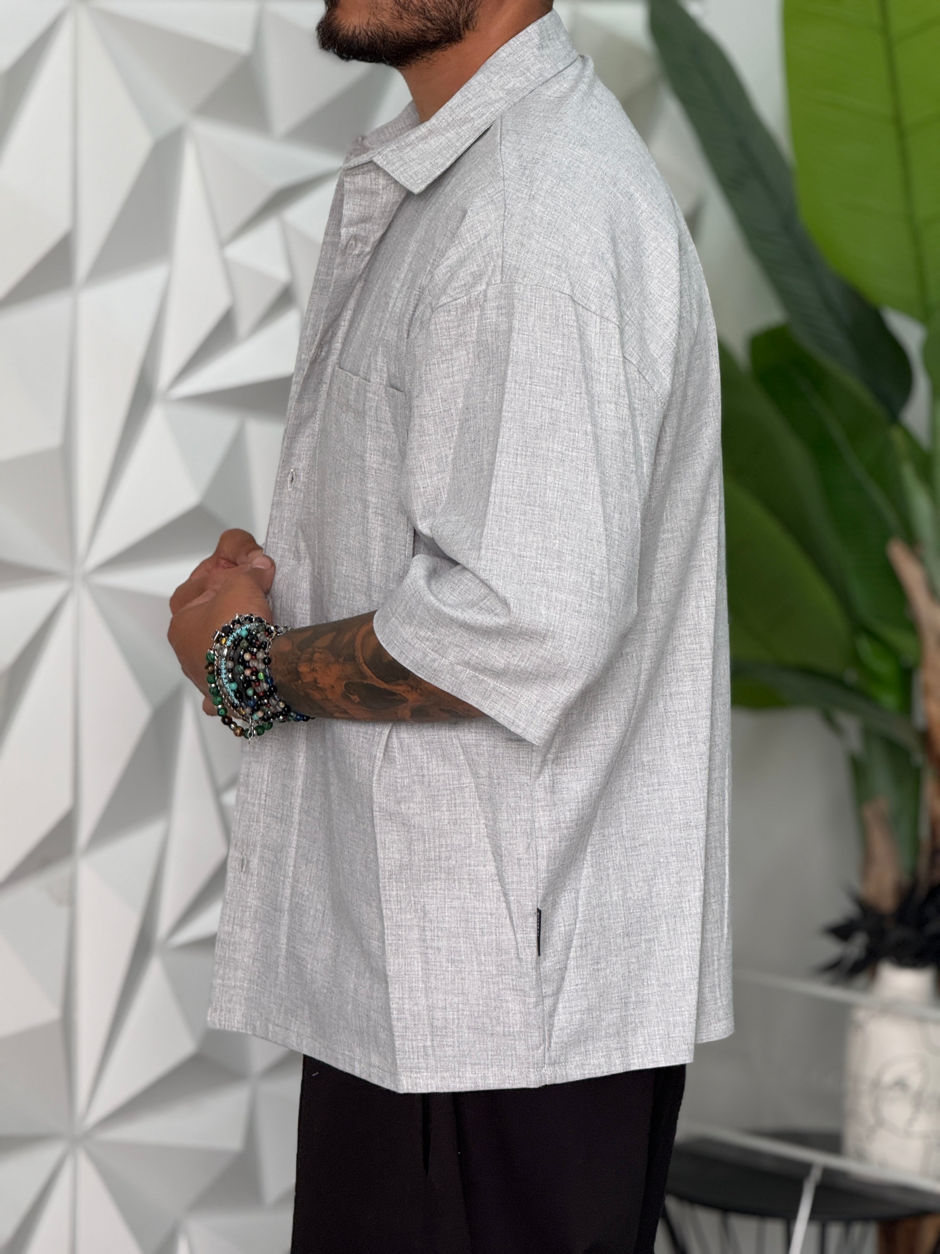 CAMICIA OVERSIZE MEZZA MANICA  MANICA PERLA  NEW JOB BRAND
