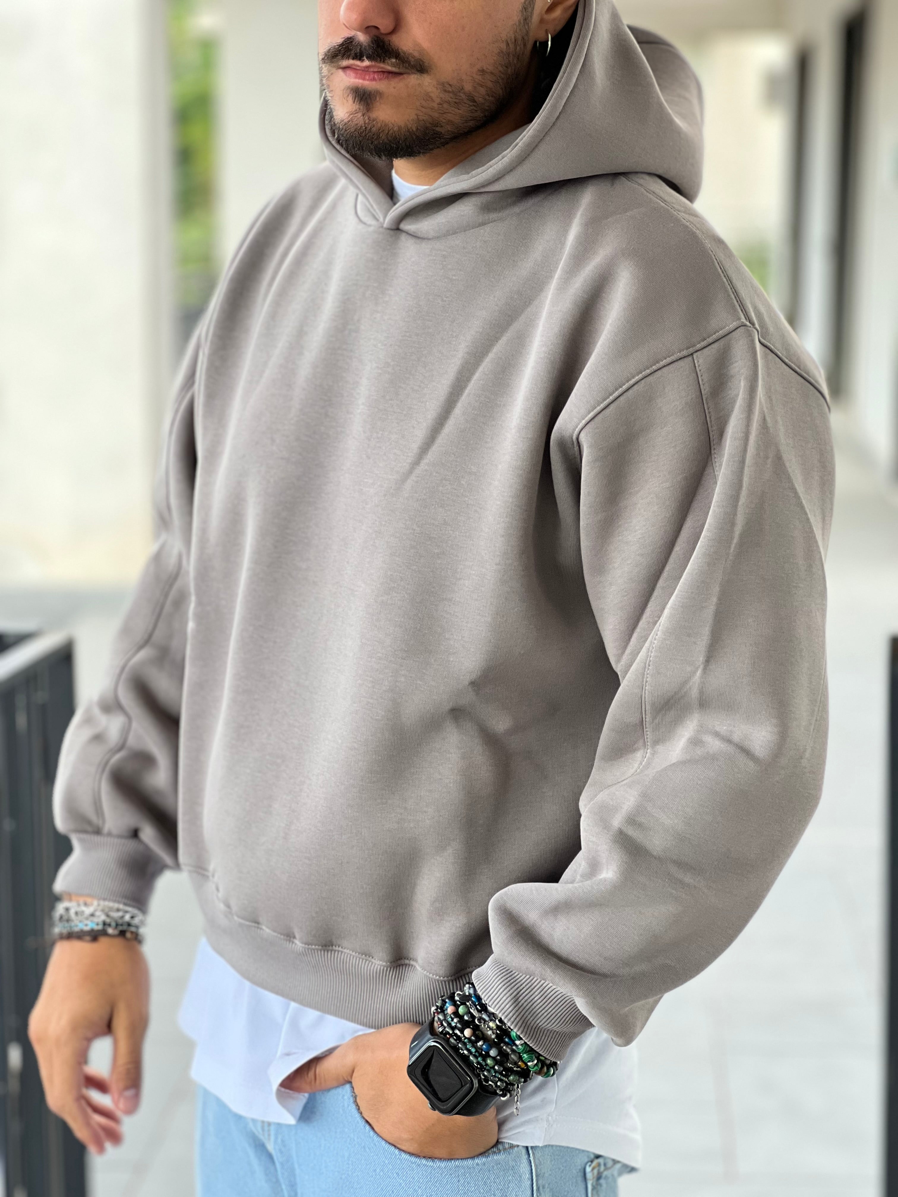 FELPA CAPPUCCIO GRIGIO NEW JOB BRAND