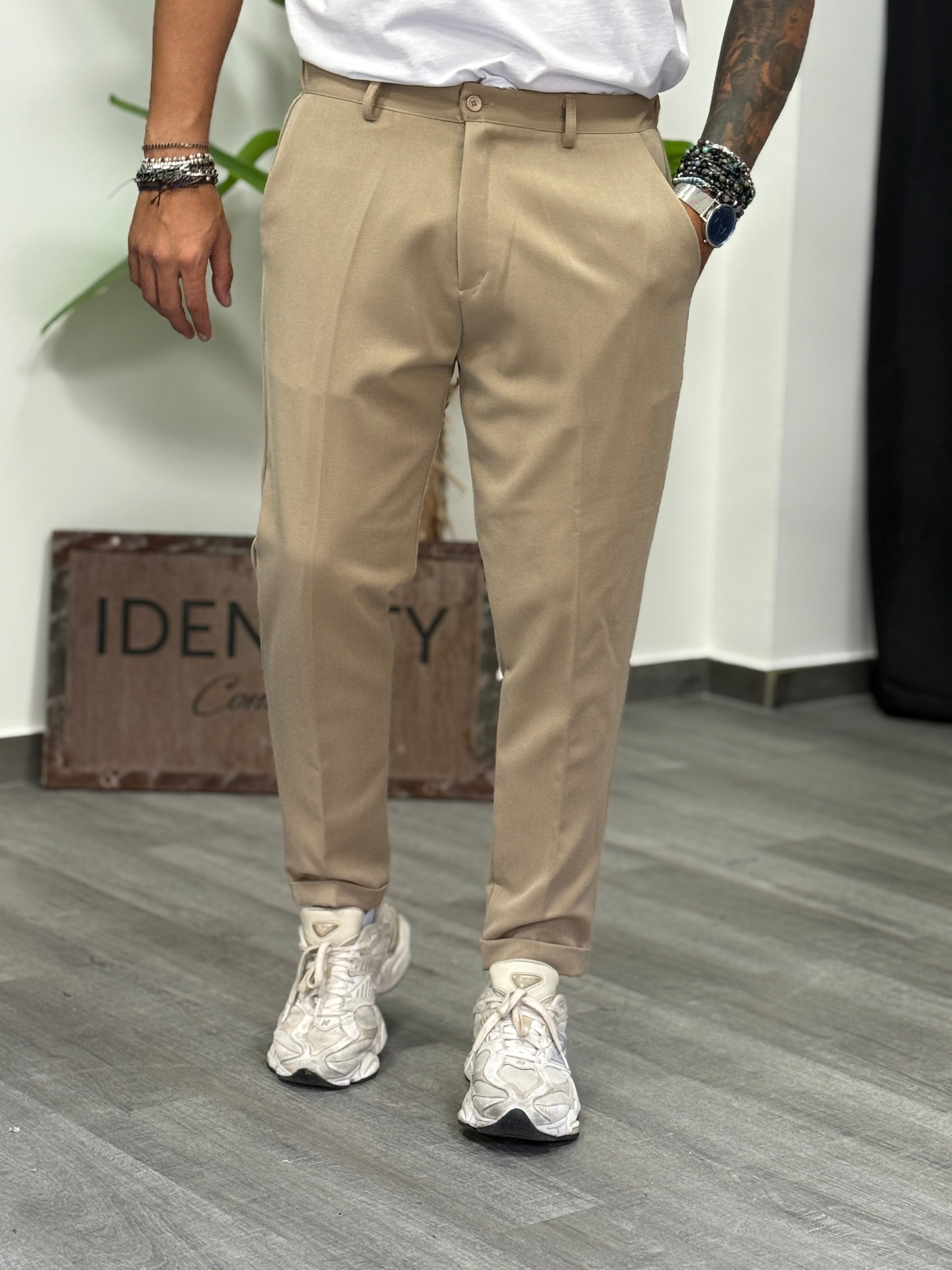 PANTALONE TRUES/BOTTONE BEIGE  NEW JOB BRAND