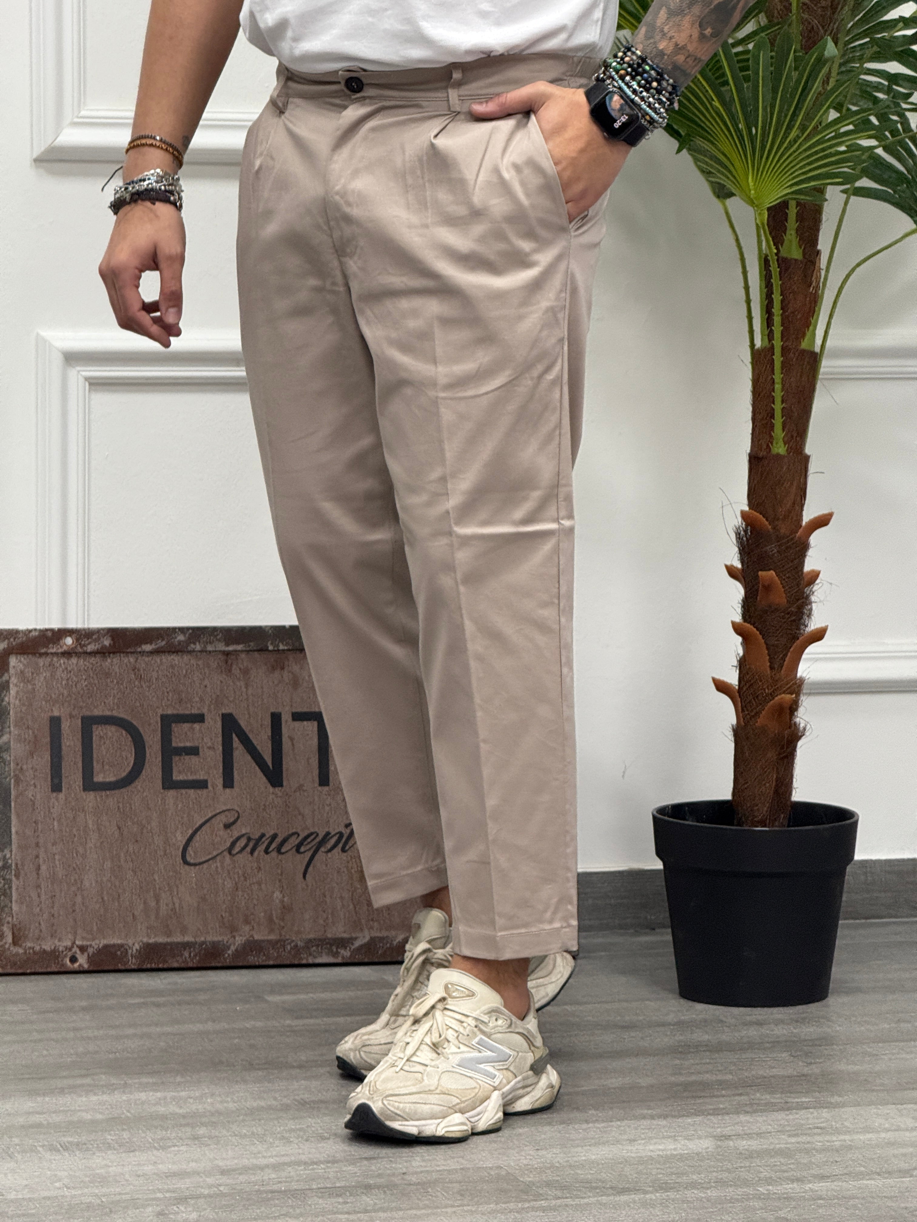 PANTALONE PIGA BEIGE GABARDINA NEW JOB BRAND