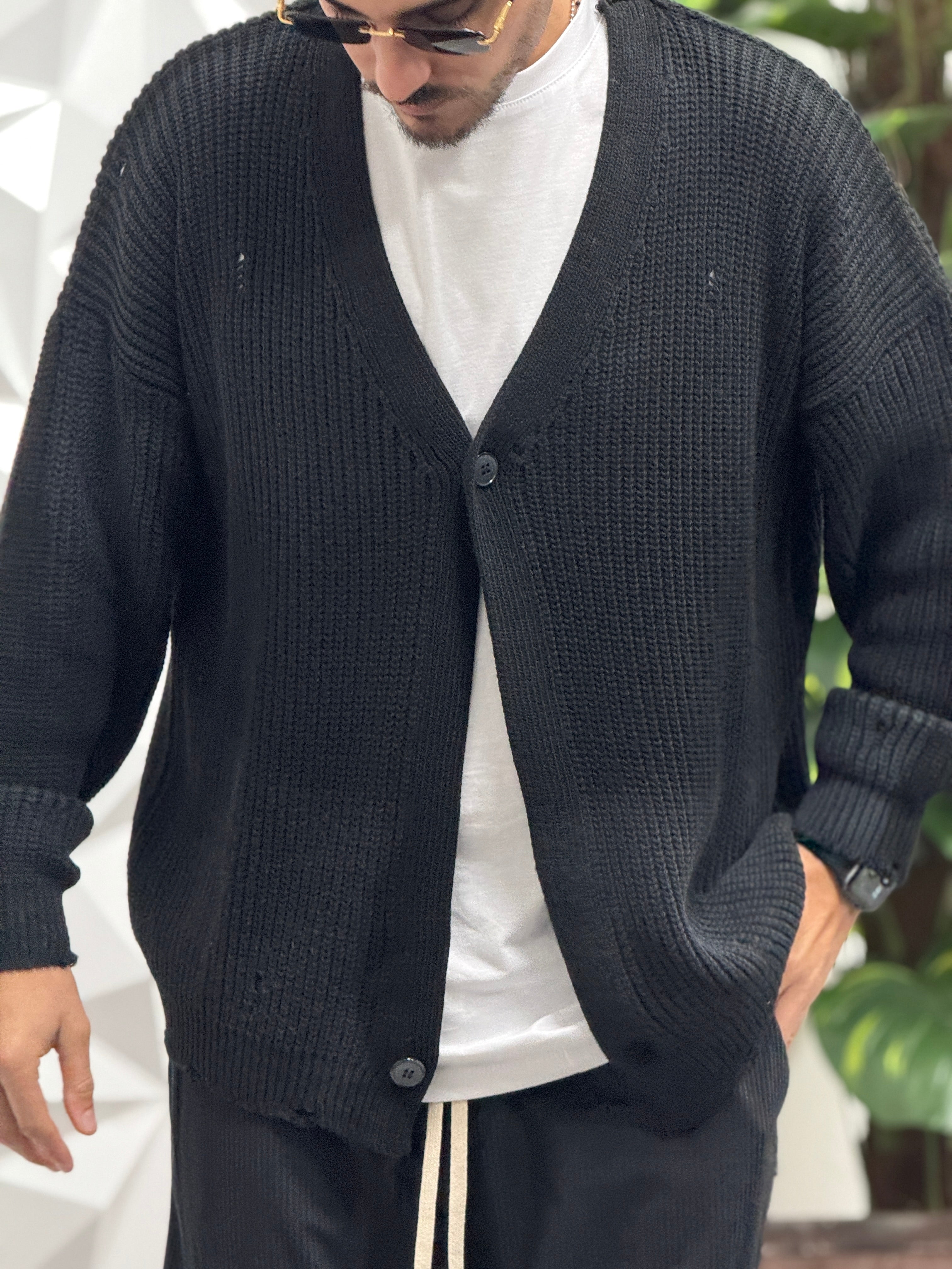 Cardigan Oversize nero sfumato New Job Brand