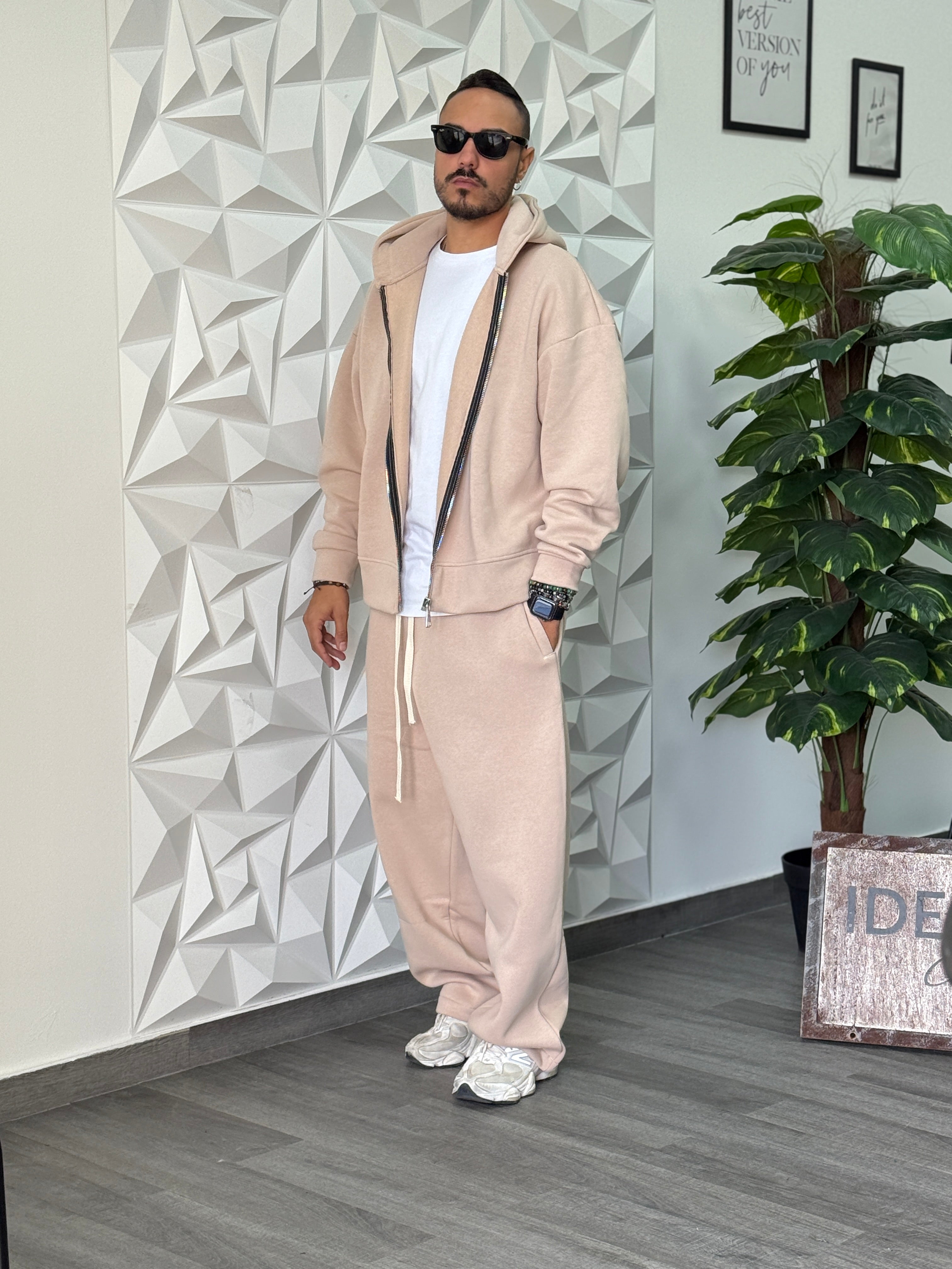 Coordinato tuta Baggy  beige GB28 New Job Brand