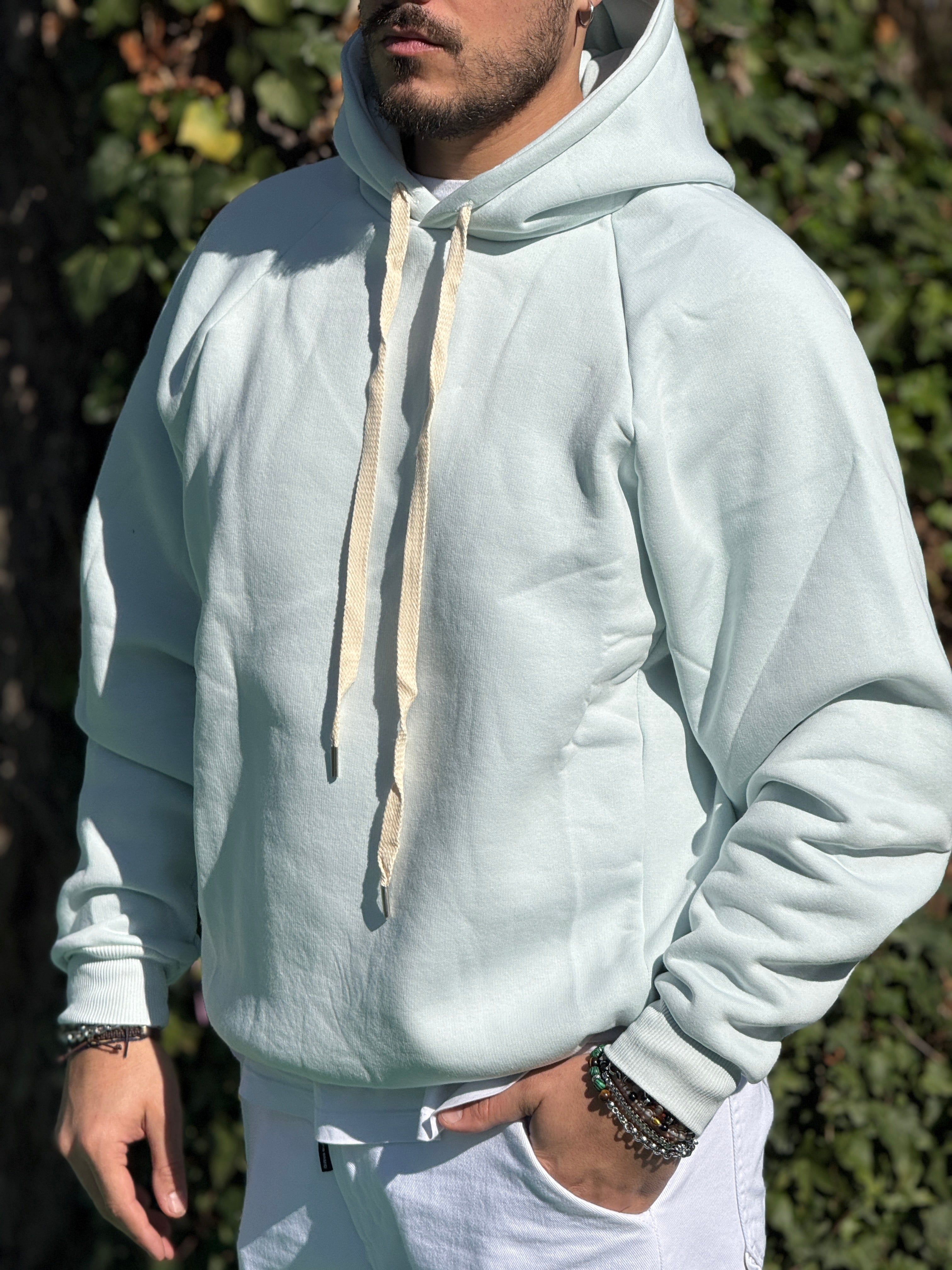 FELPA OVER CAPPUCCIO VERDE ACQUA  NEW JOB BRAND