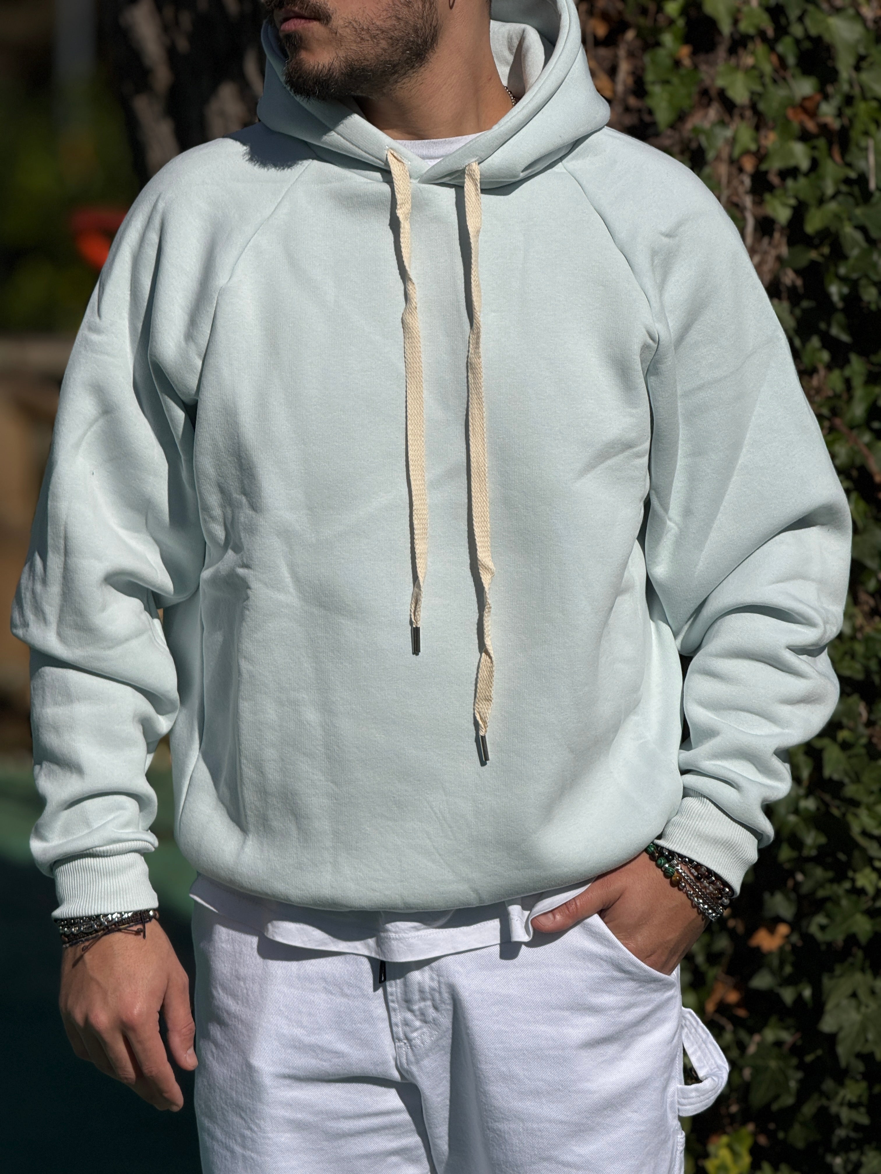 FELPA OVER CAPPUCCIO VERDE ACQUA  NEW JOB BRAND