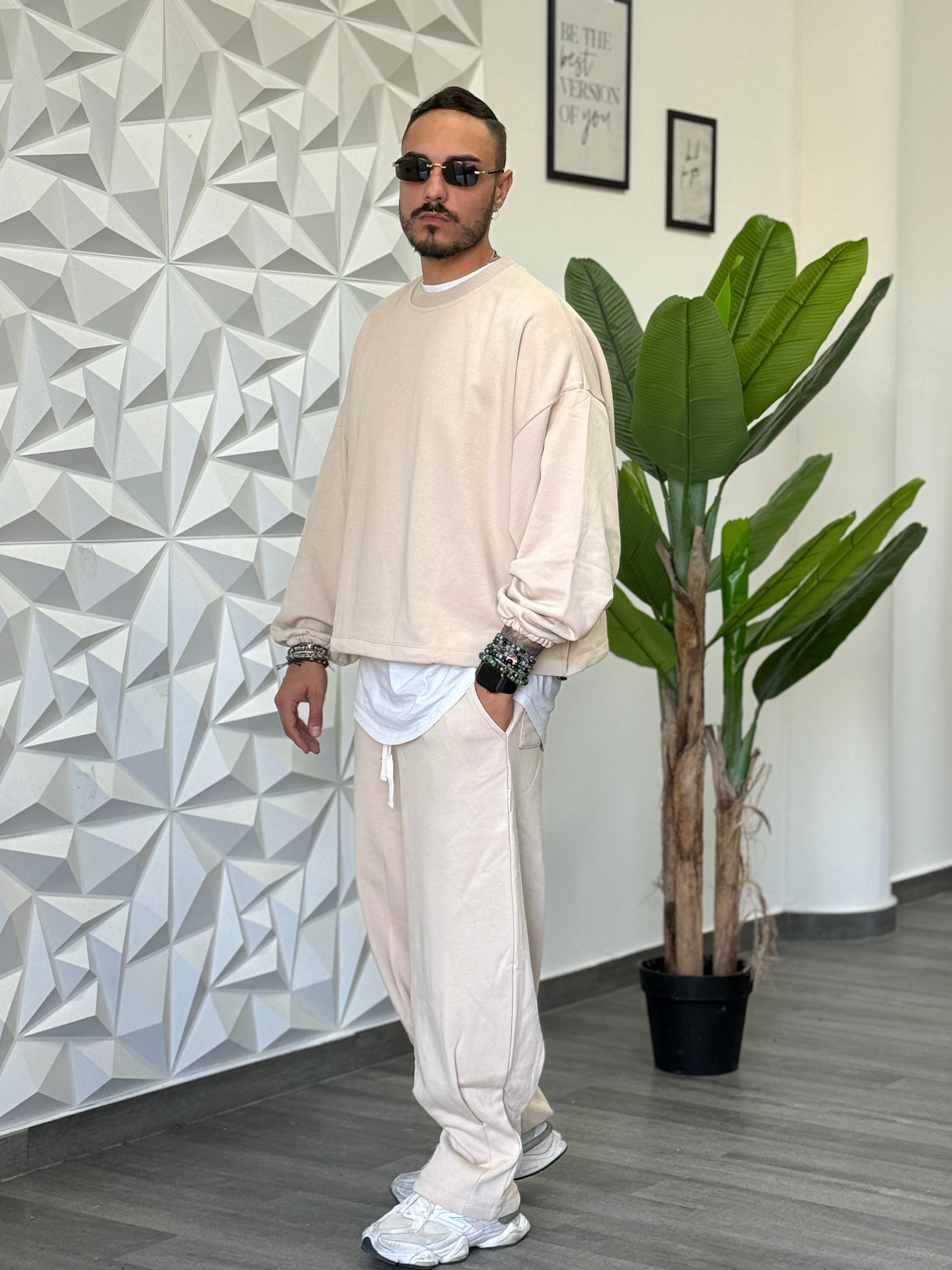 Coordinato tuta Baggy  beige ballon New Job Brand