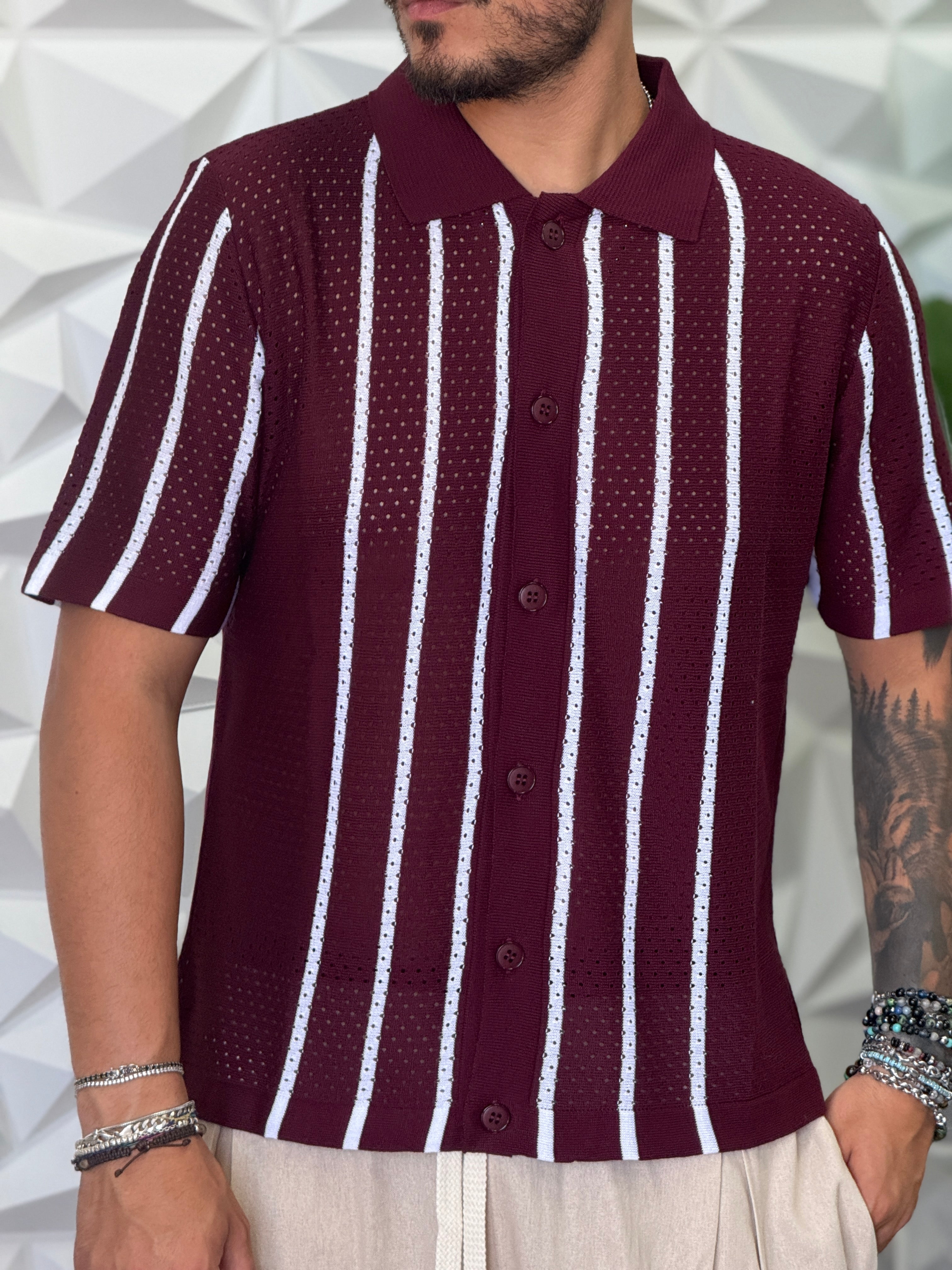 CAMICIA  FORATA  BORDEAUX NEW JOB BRAND