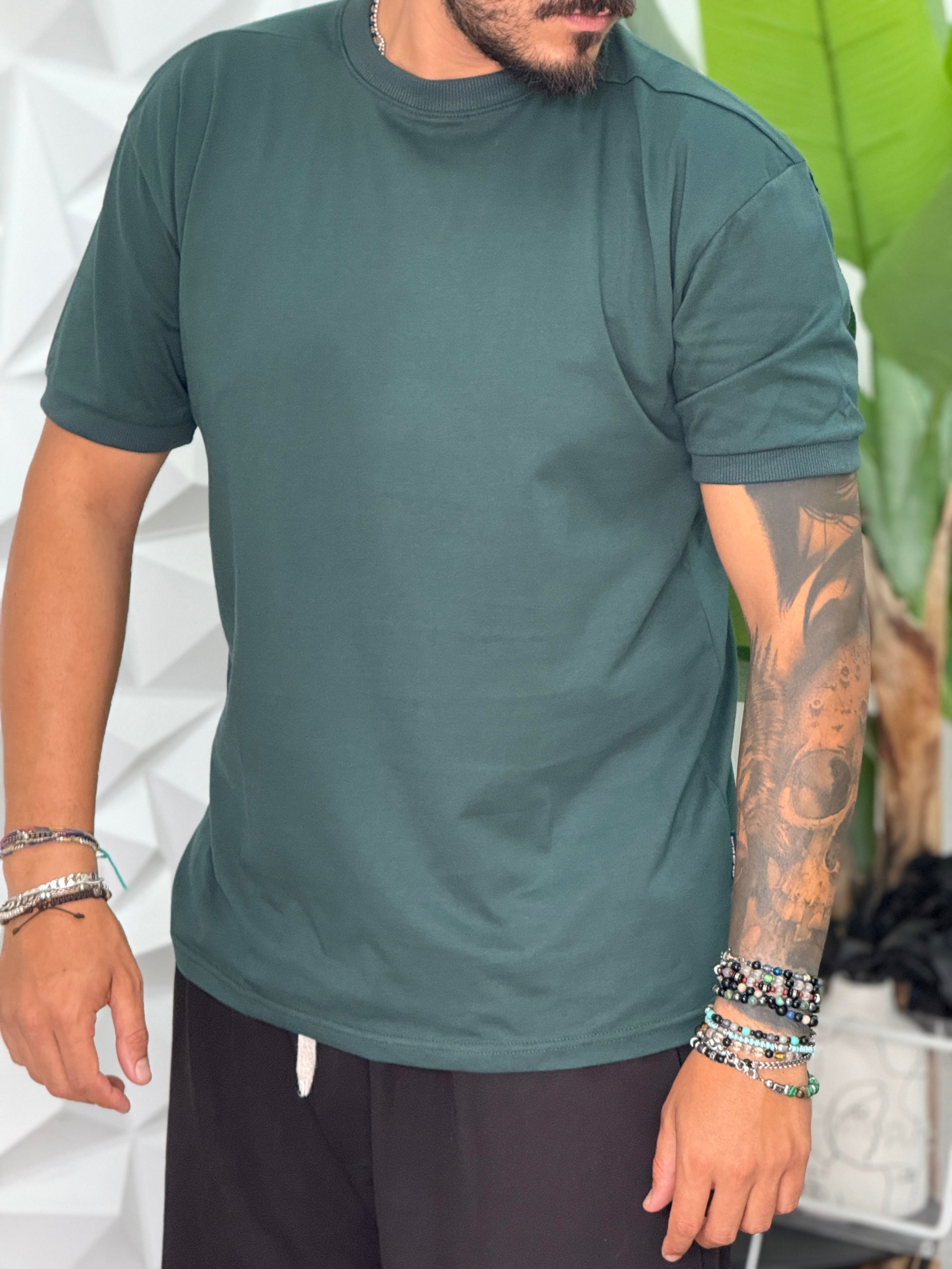 T-SHIRT COSTINA VERDE MILITARE NEW JOB BRAND