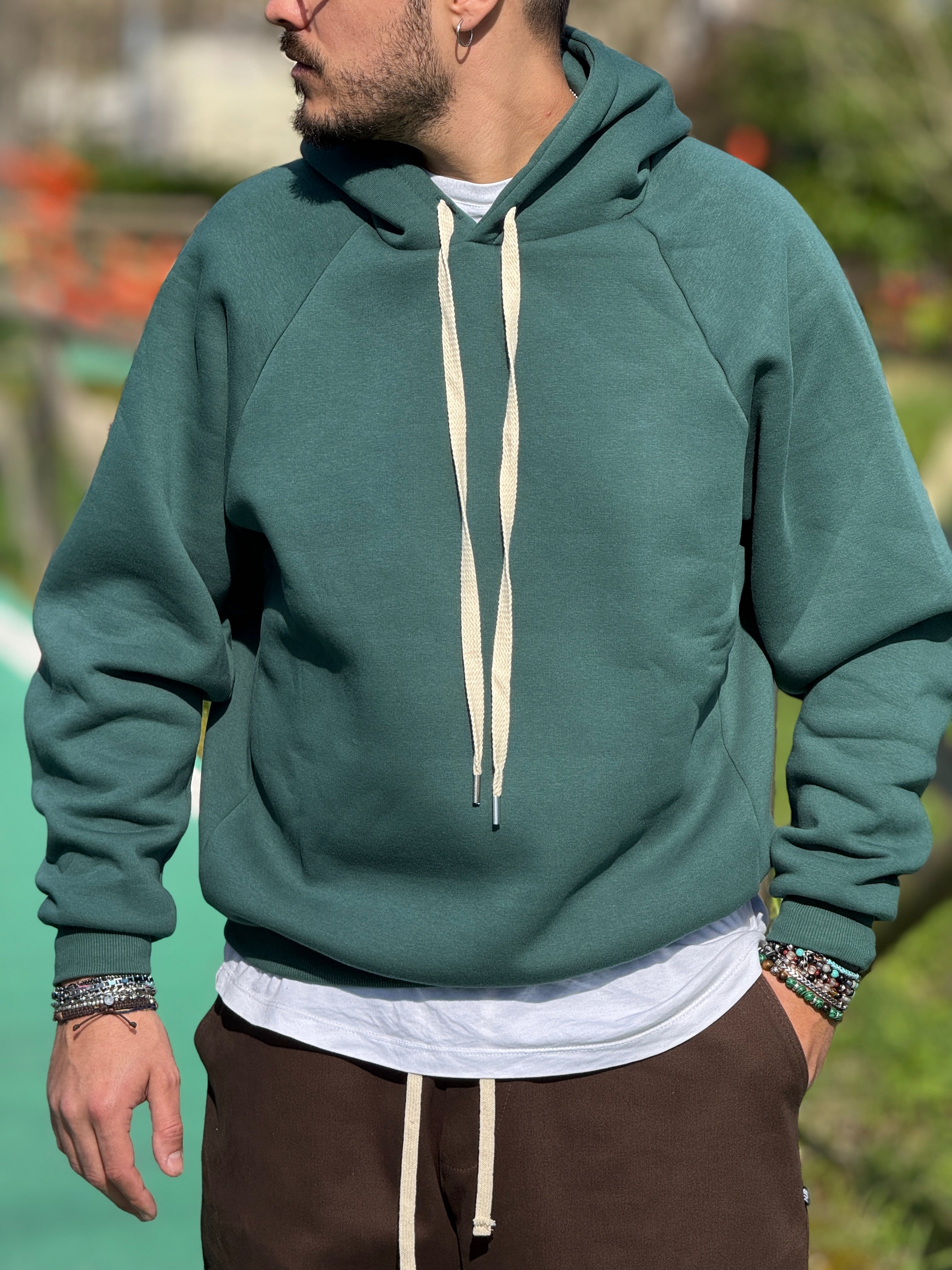 FELPA OVER CAPPUCCIO VERDE BOSCO  NEW JOB BRAND