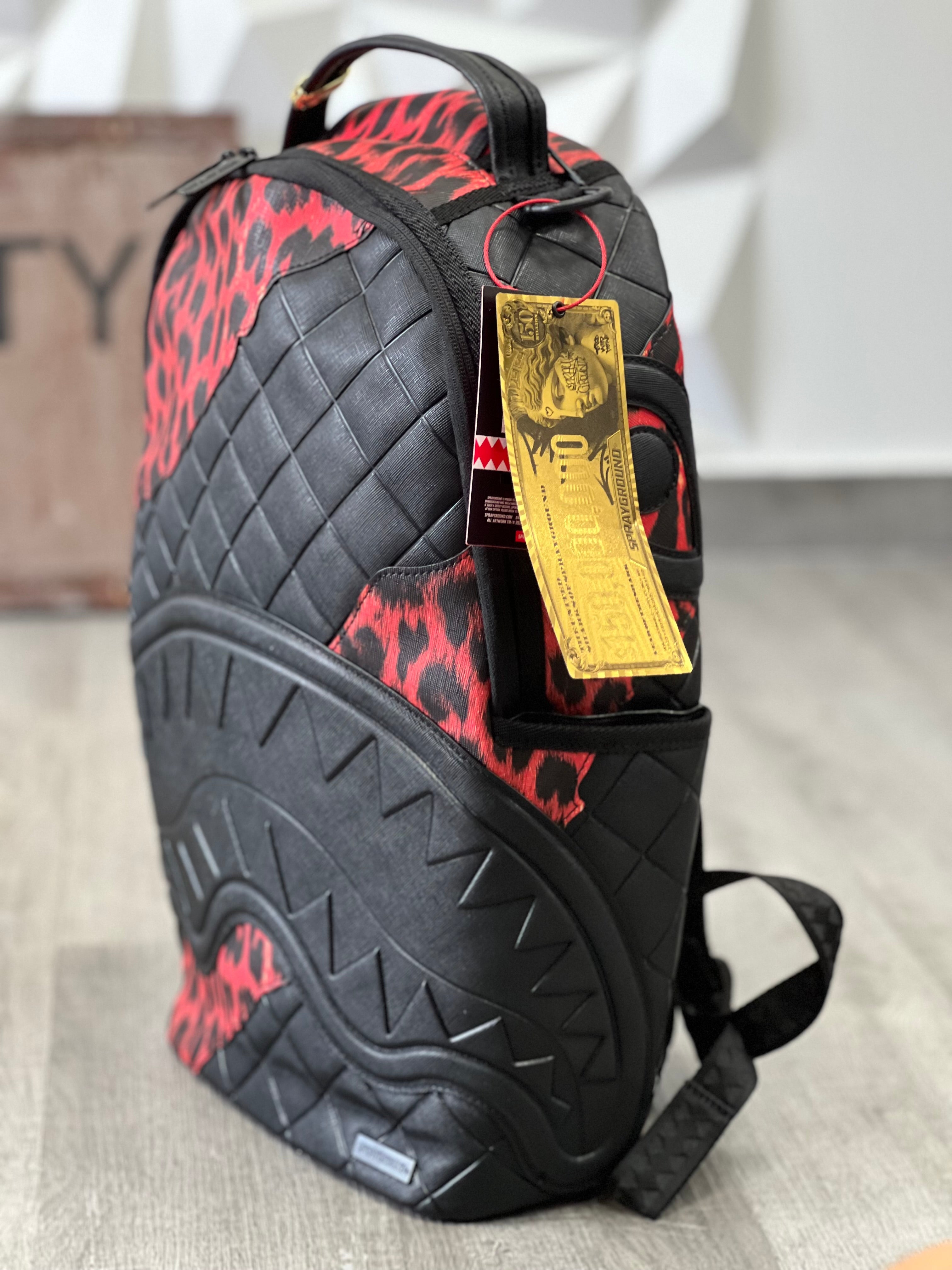 SPRAYGROUND ZAINO NERO RED LEOPARD PUFFER  910B7629NSZ