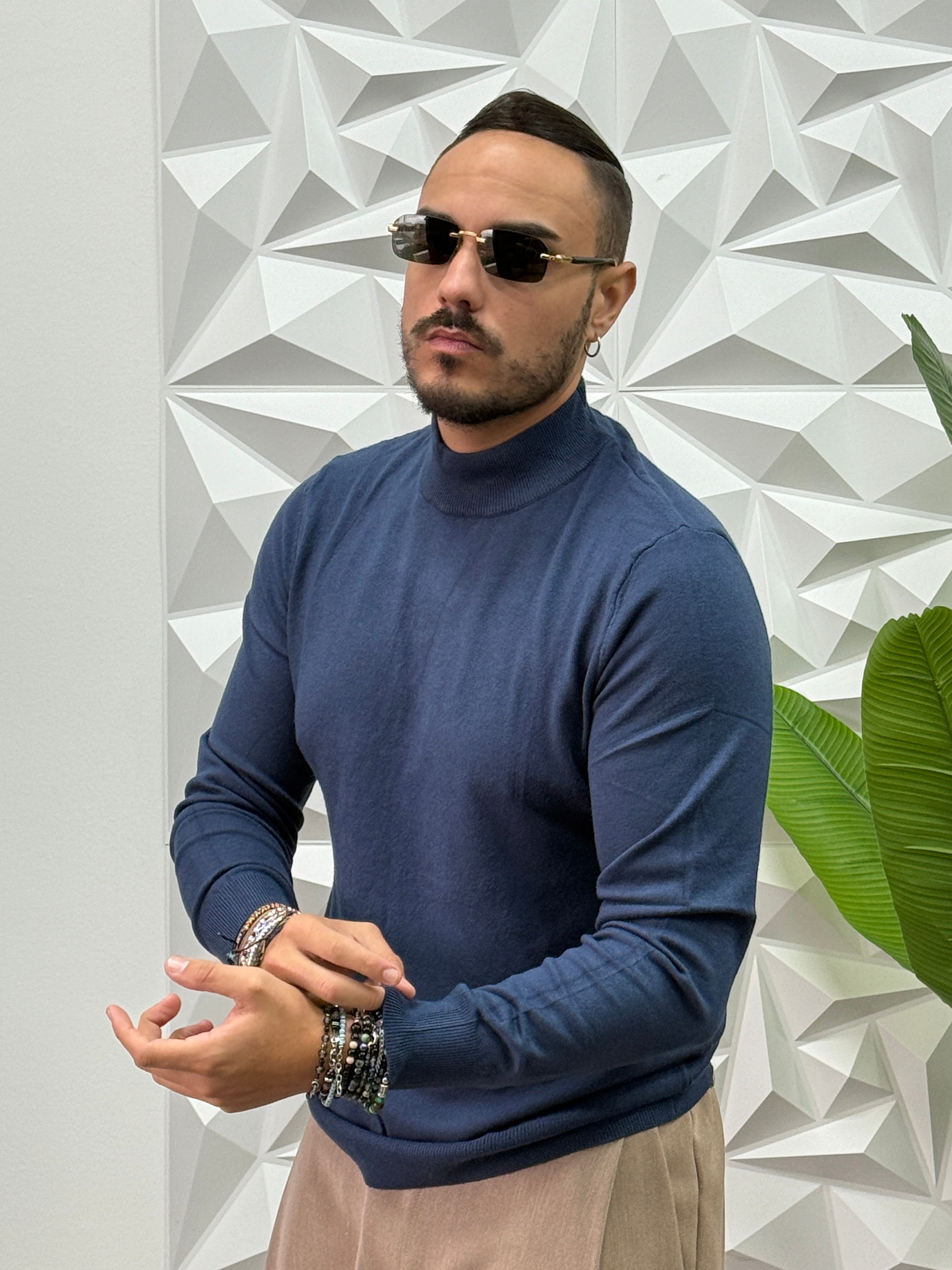 MAGLIONCINO MEZZOCOLLO COBALTO