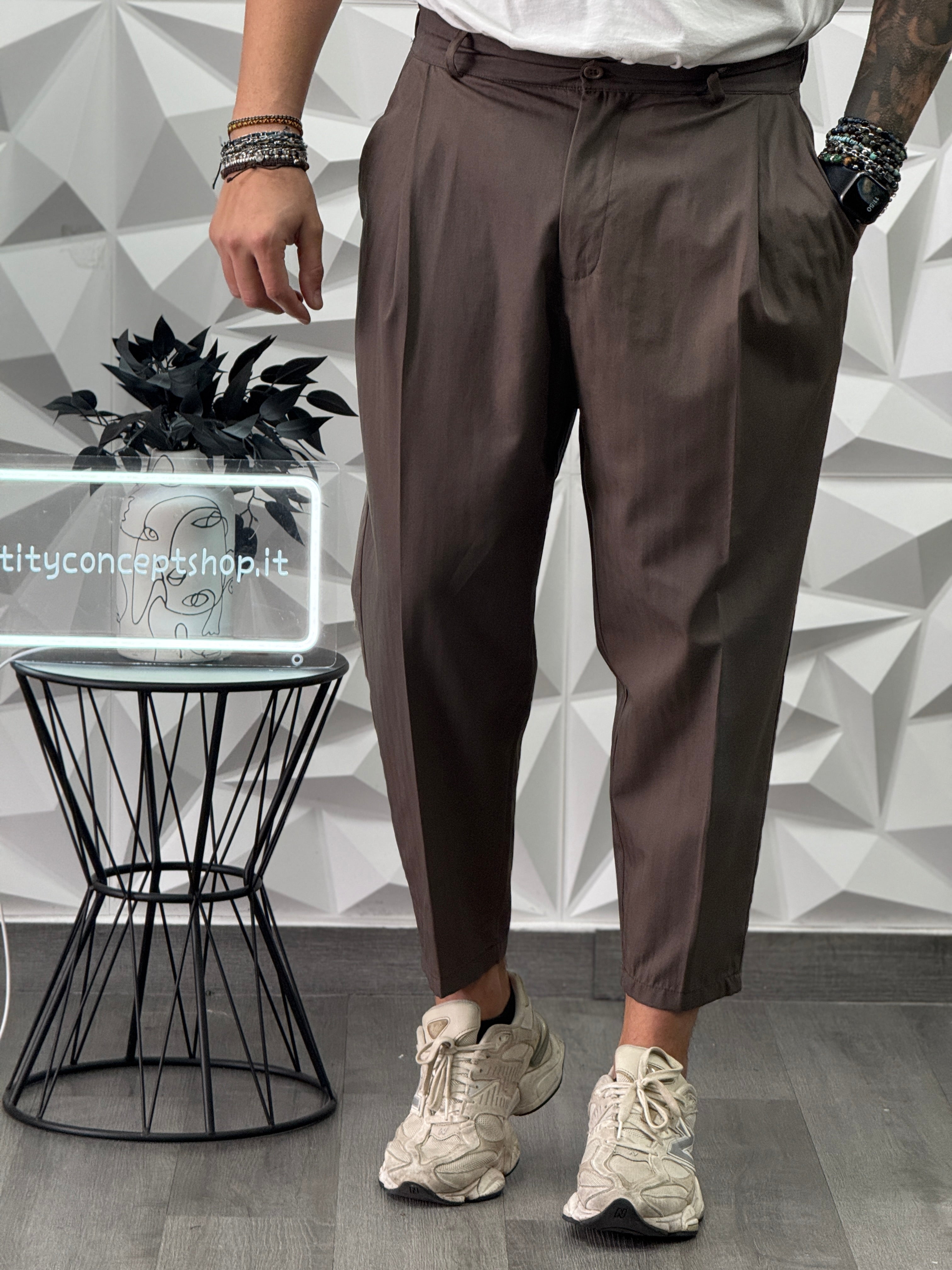 PANTALONE MONTECARLO FW26 FANGO GESSATO    NEW JOB BRAND