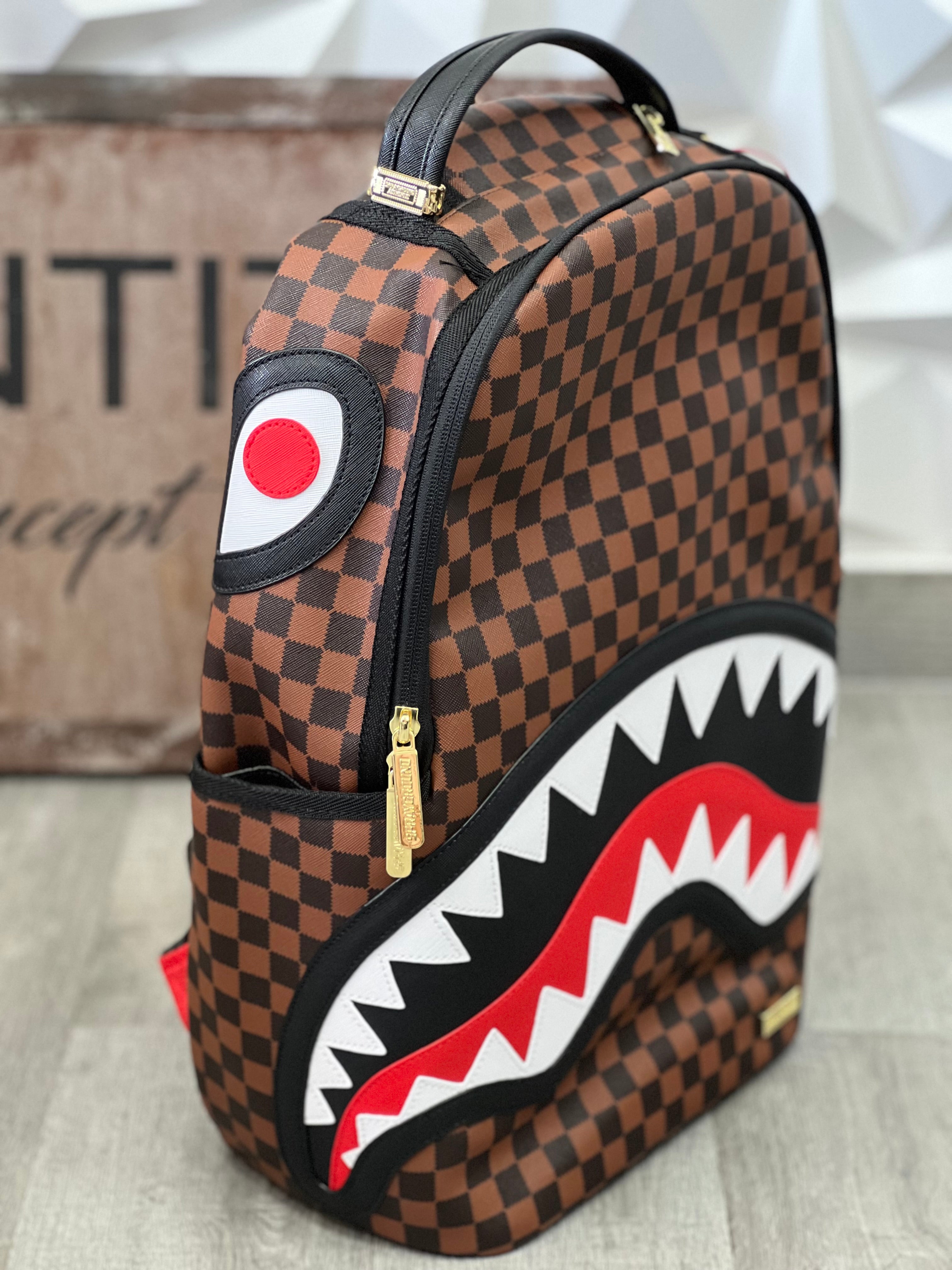 SPRAYGROUND ZAINO SAWTOOTH SHARKS IN PARIS DLXSV BACKPACK 910B7200NSZ MARRONE