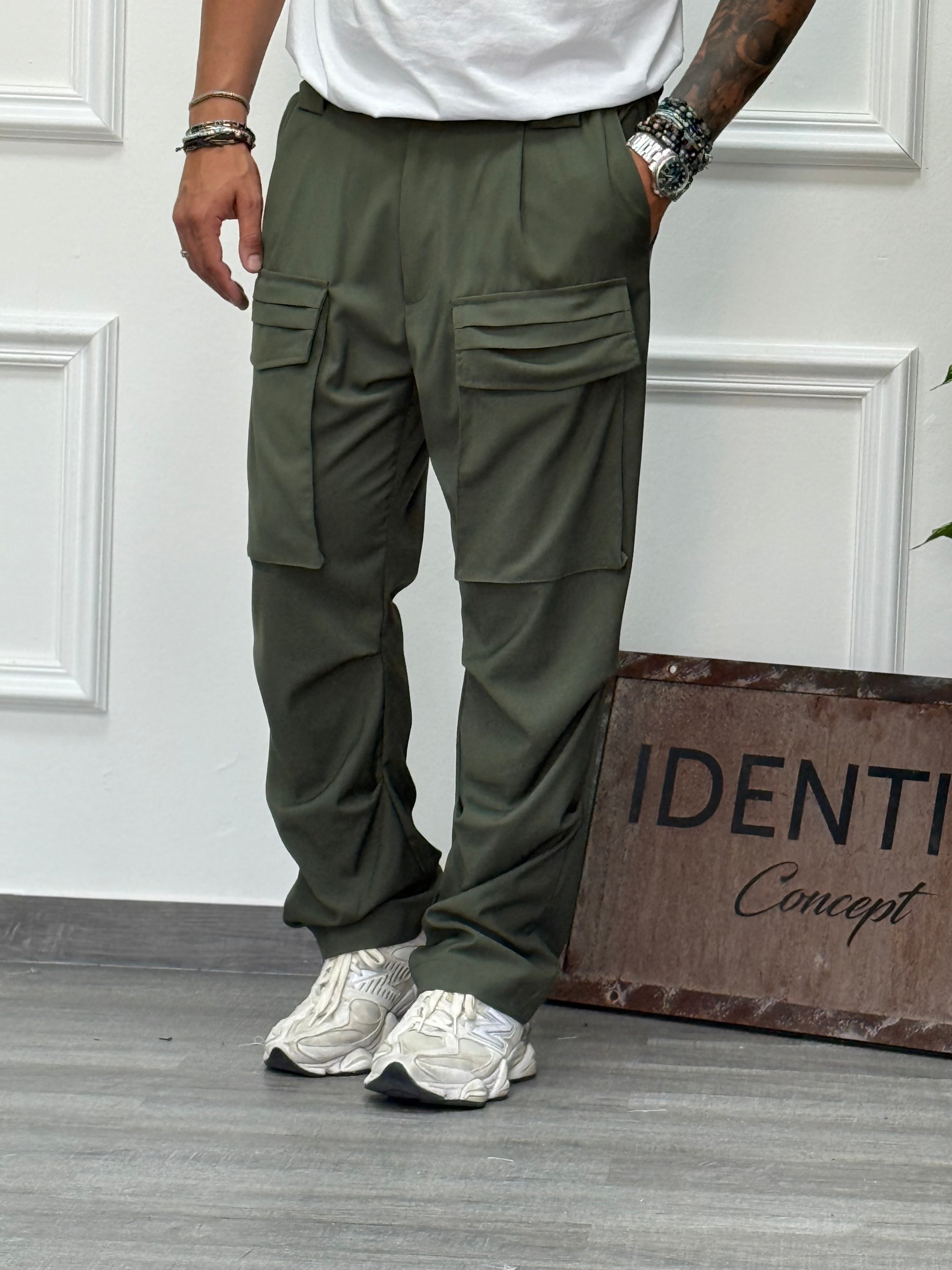 PANTALONE VERDE MILITARE GREG  TASCONATO NEW JOB BRAND
