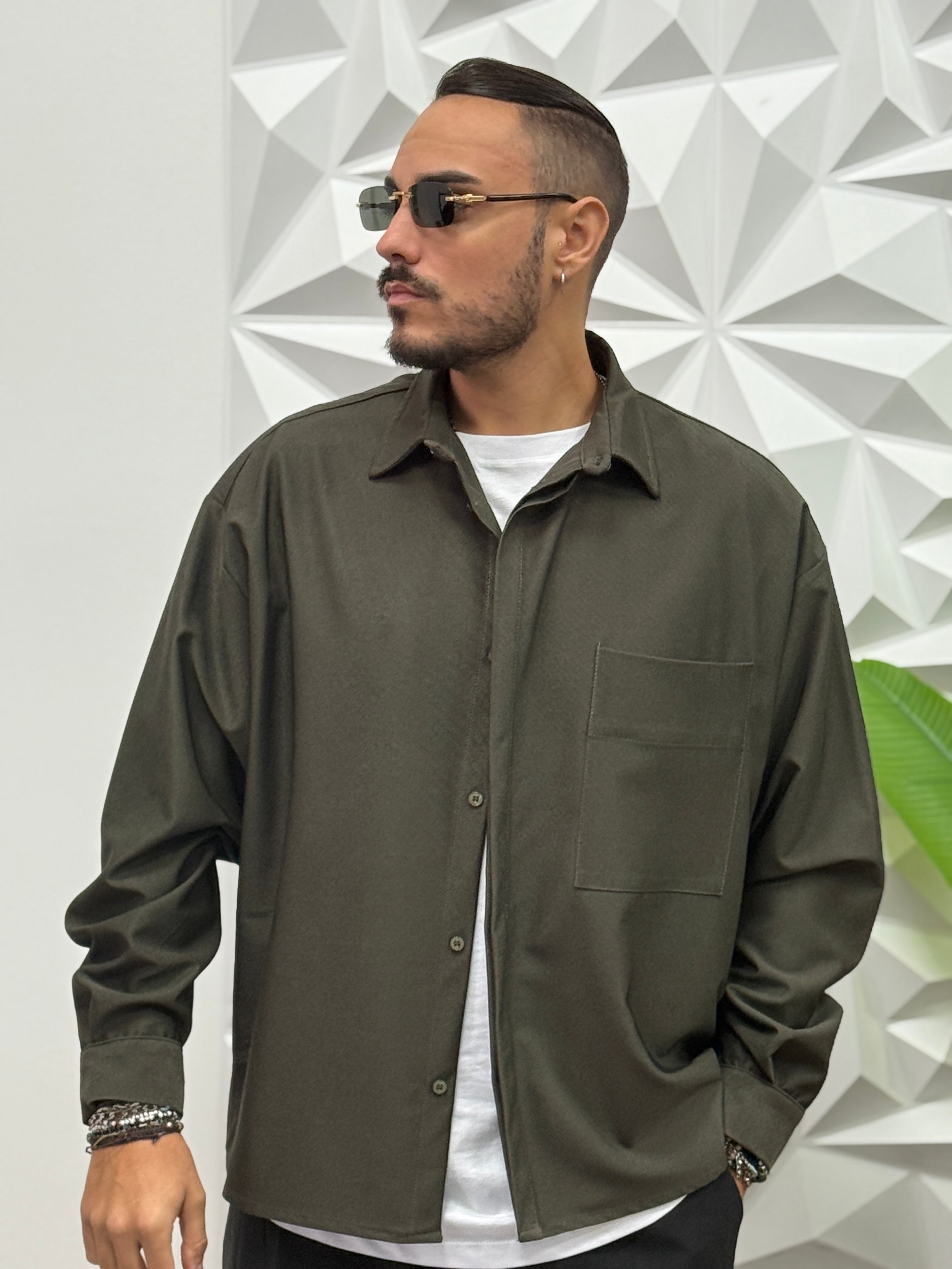 Camicia Oversize  verde militare New Job Brand