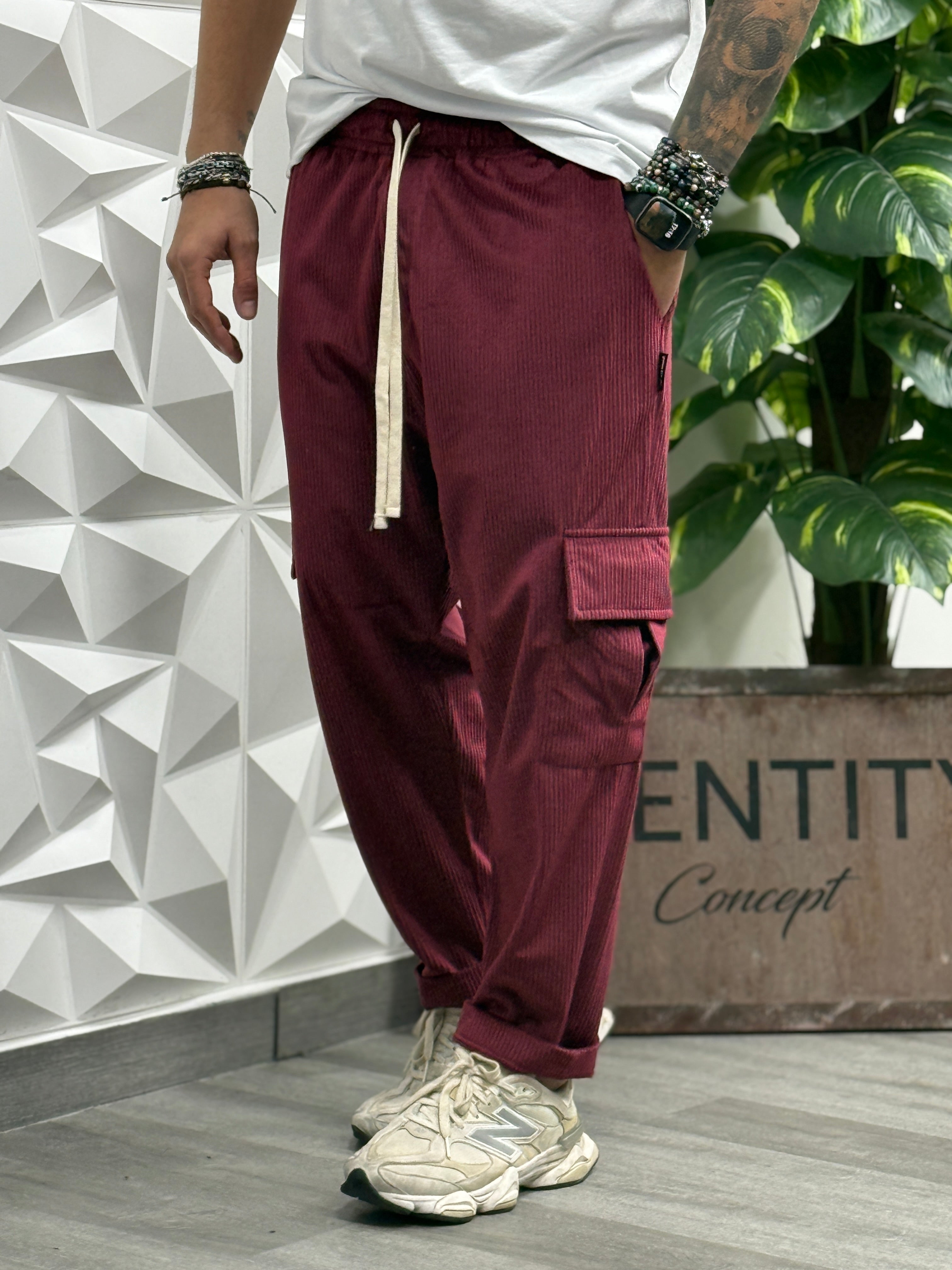 Pantalaccio velvet cargo regular bordeaux new job brand